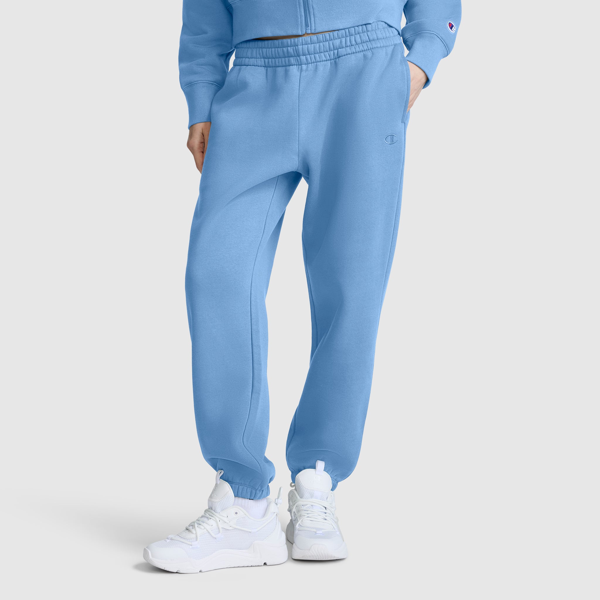 Champion Powerblend Oversized Sweatpants C Logo jogging femme Bleu Riviera