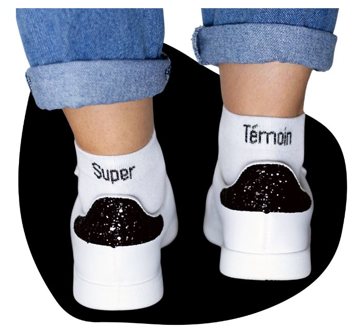 Le Jour de Notre Oui SUPER TÉMOIN chaussettes mariage cadeau témoin