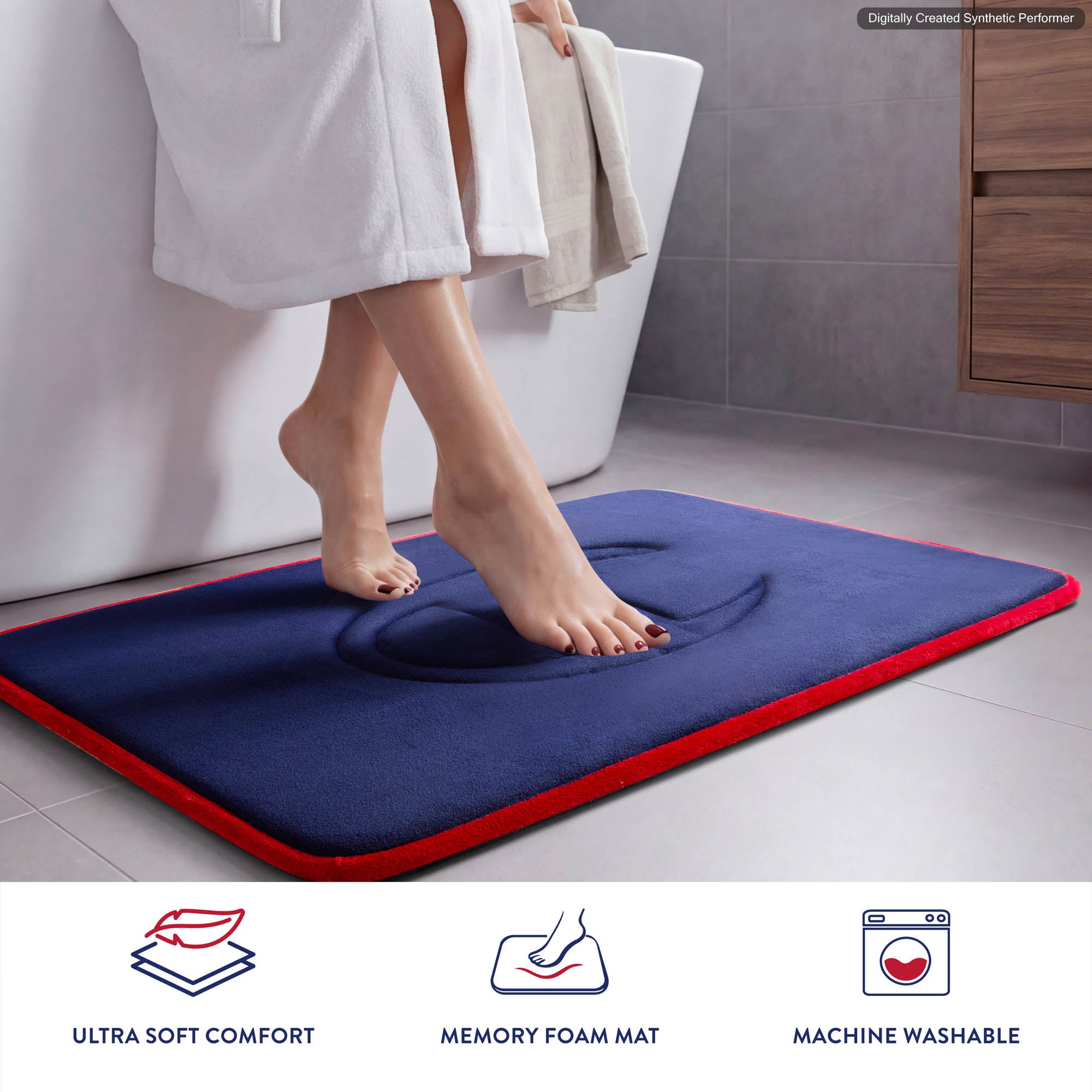 Champion Quilted Logo tapis de bain matelassé bleu foncé 17x24