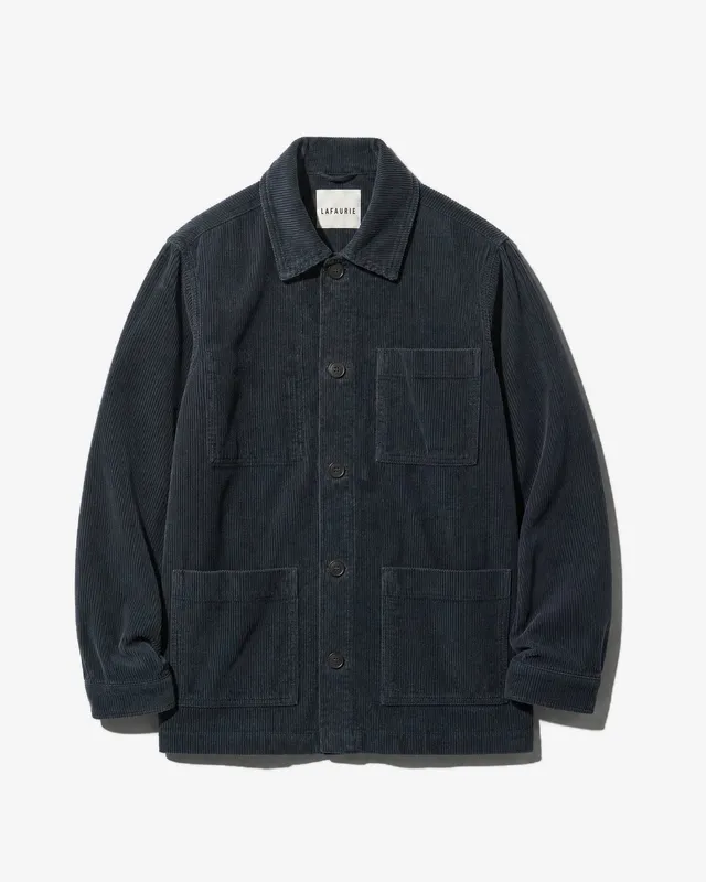 LAFAURIE ESTEVE veste de peintre bleu pétrole velours coton