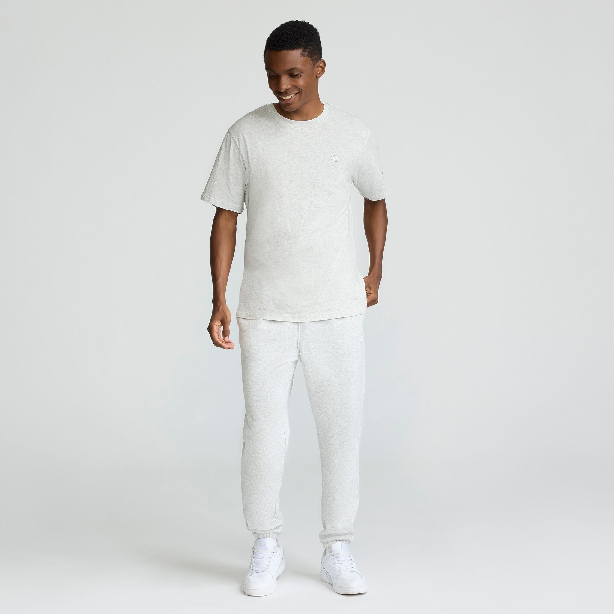 Champion Classic T-Shirt C Logo t-shirt gris Platinum Silver coton