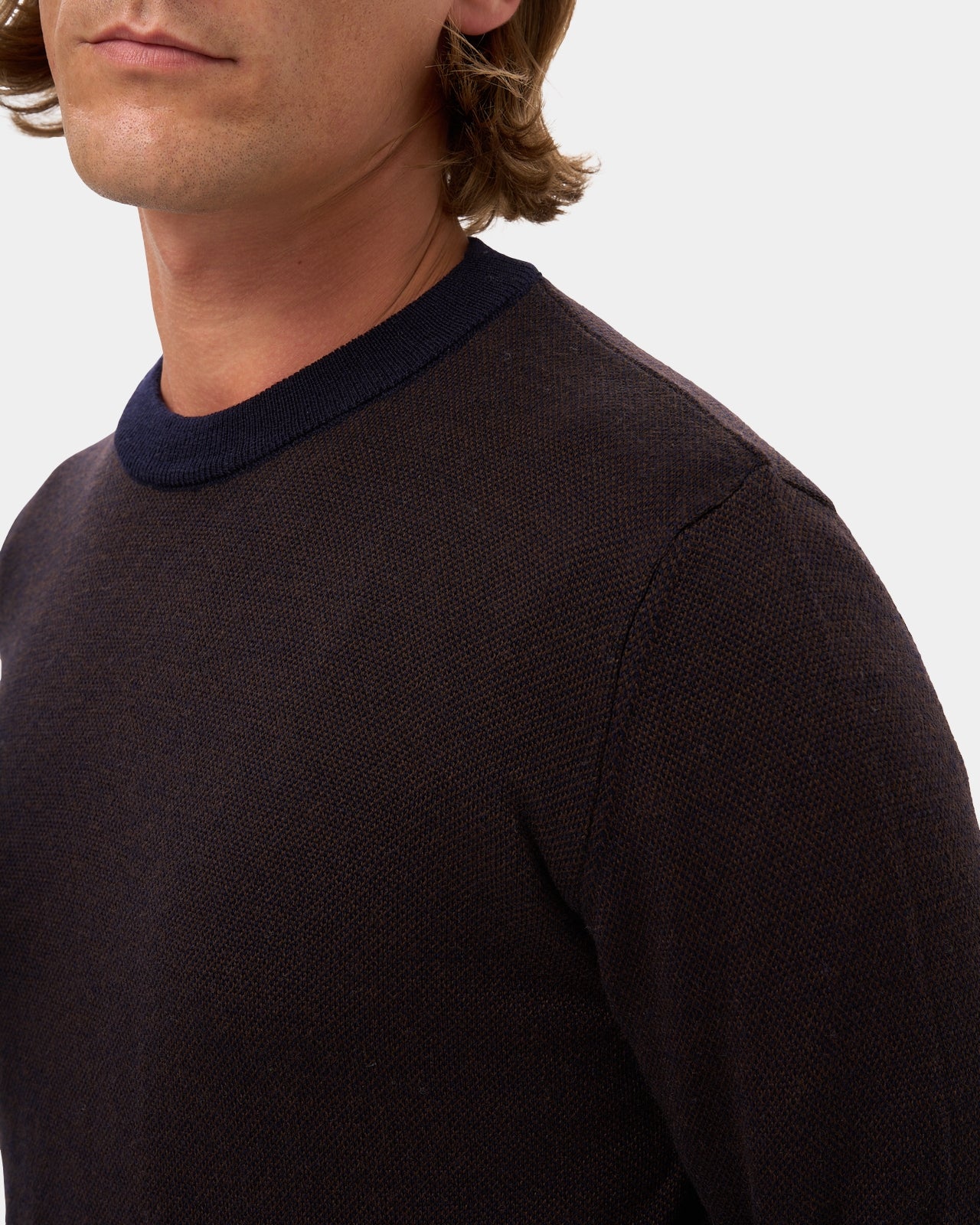 LAFAURIE LEO pull navy tabac laine mérinos col rond