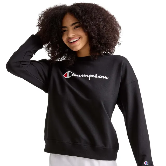 Champion Powerblend Script Logo Sweat Noir coupe ample