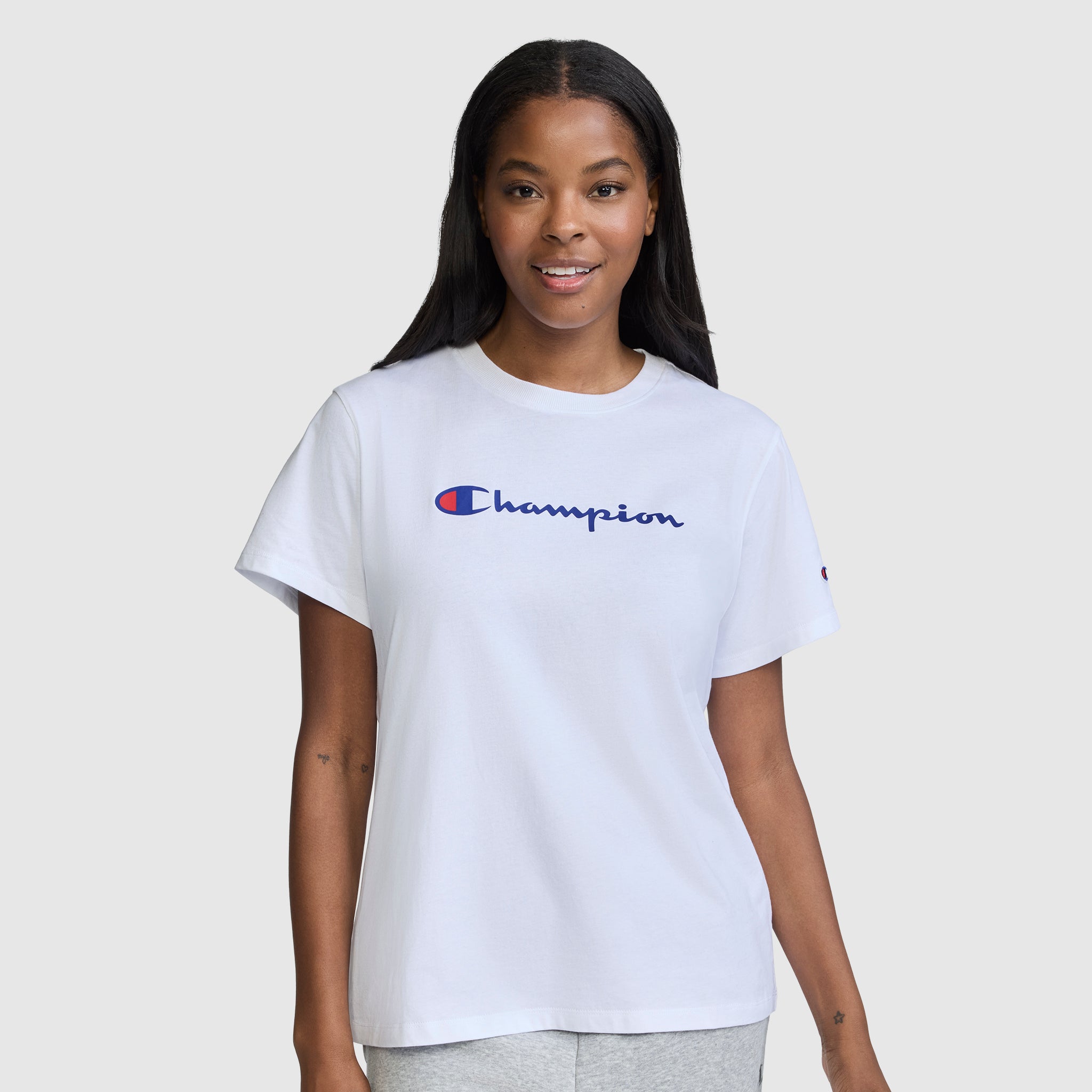 Champion Classic T-Shirt Script Logo t-shirt femme Blanc coton