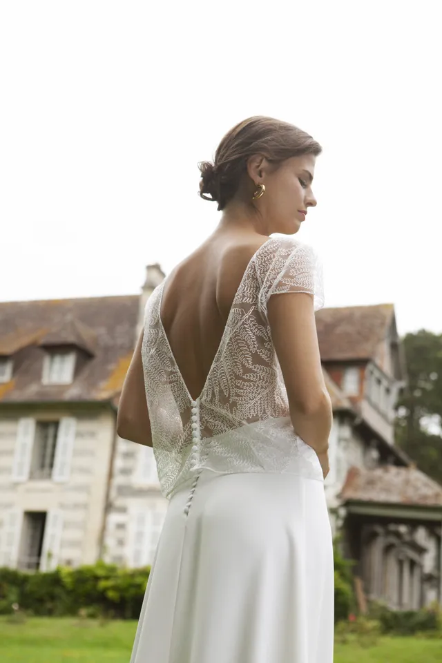 Maison Floret Prêt-à-marier Auguste top mariée broderie italienne