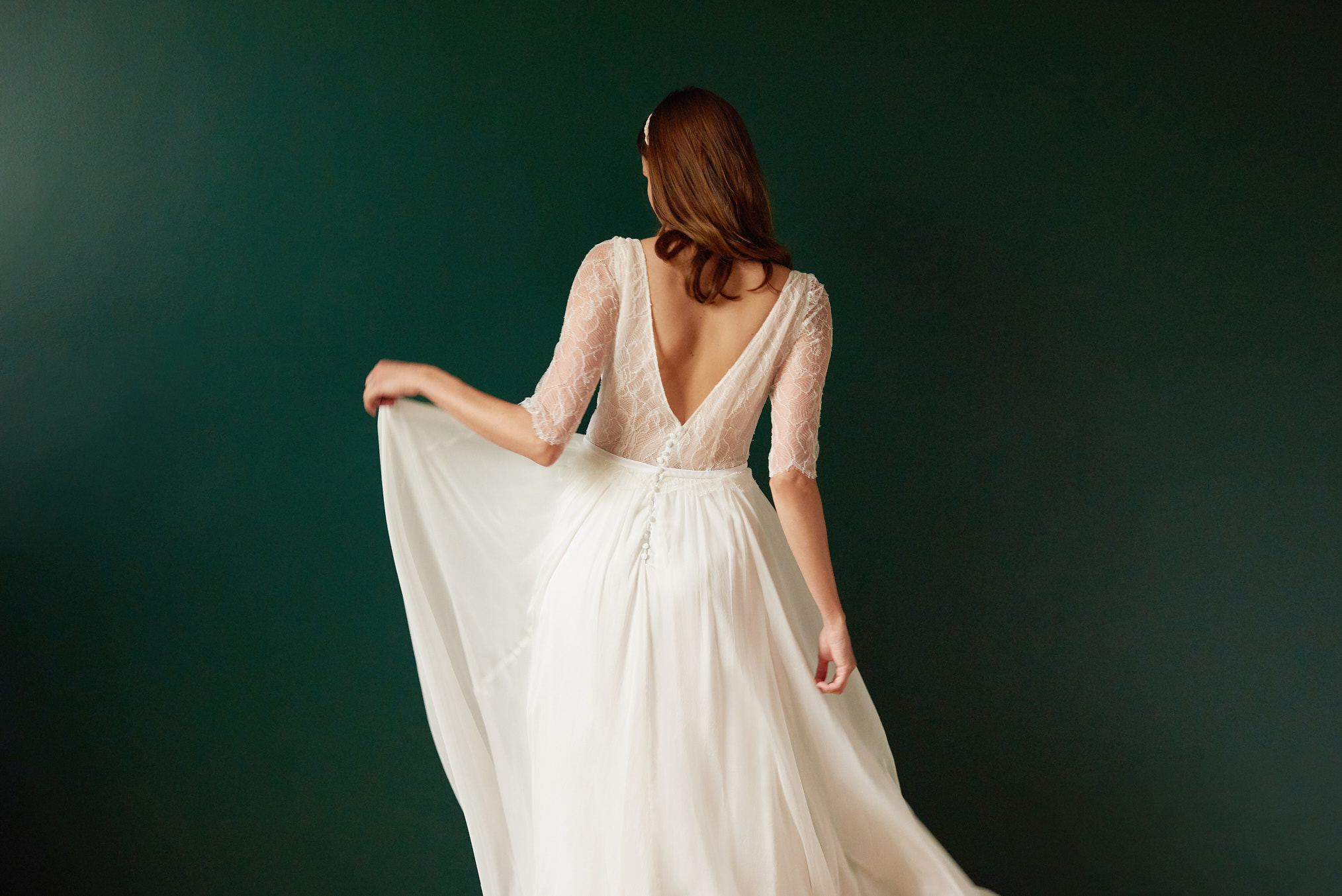 Maison Floret Sur-mesure Clarence robe mariée dentelle Chantilly