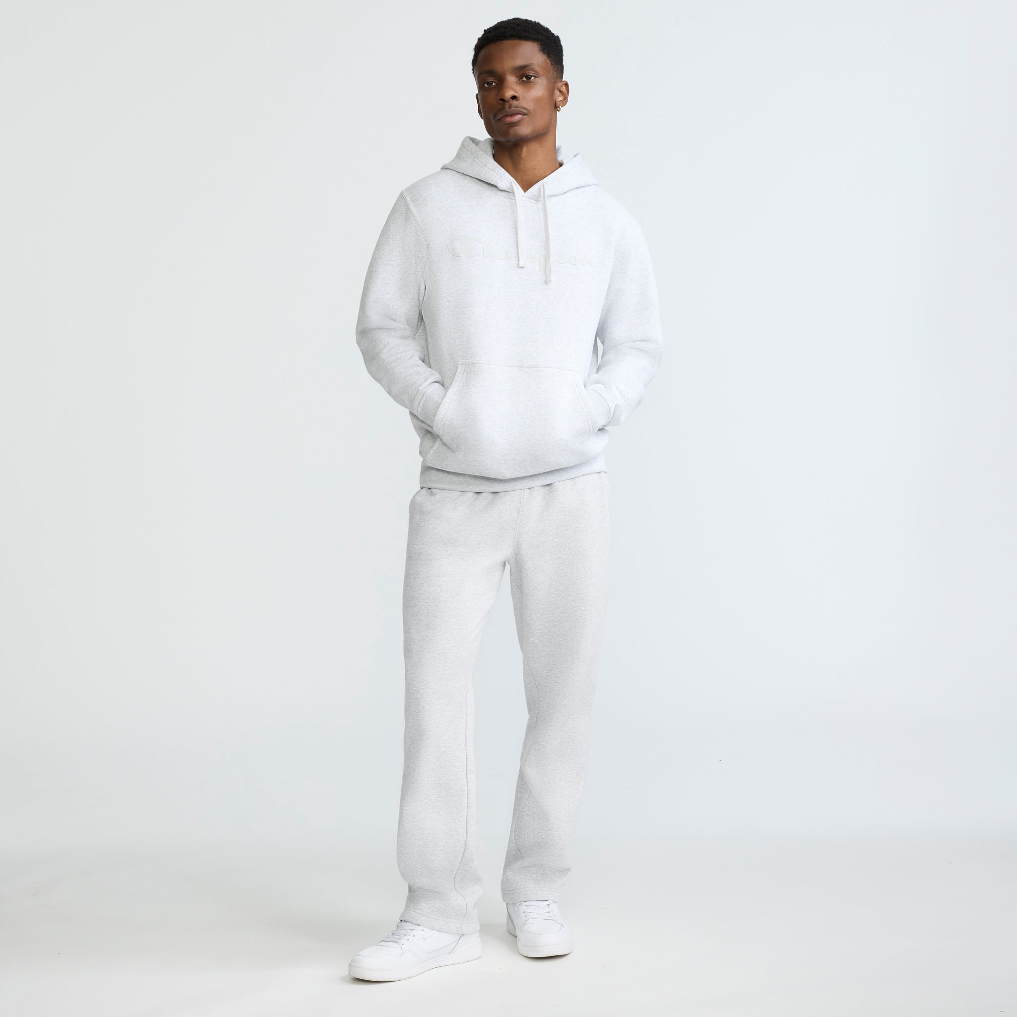 Champion Powerblend Hoodie sweat homme gris coton
