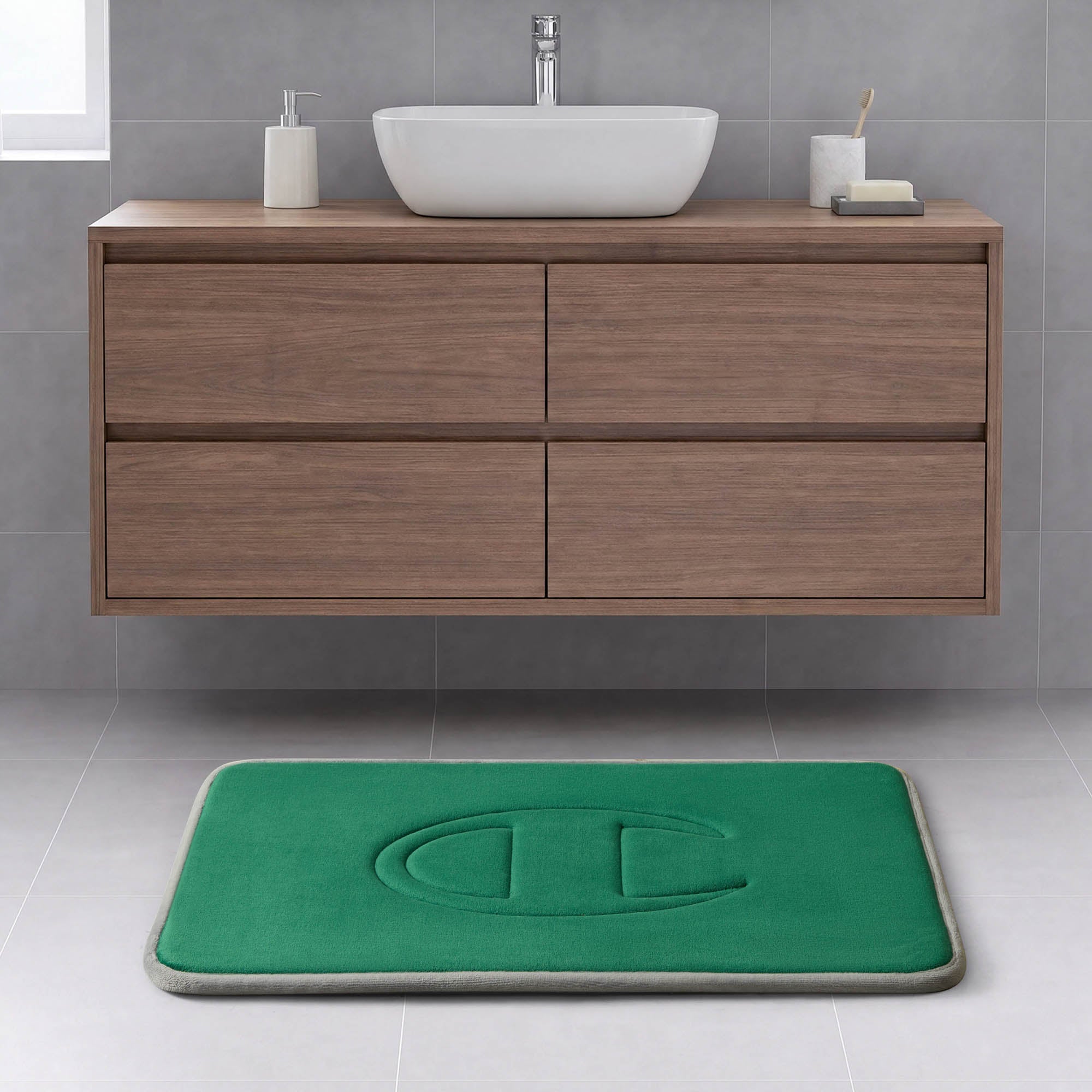 Champion Room Quilted Logo tapis bain vert 17x24