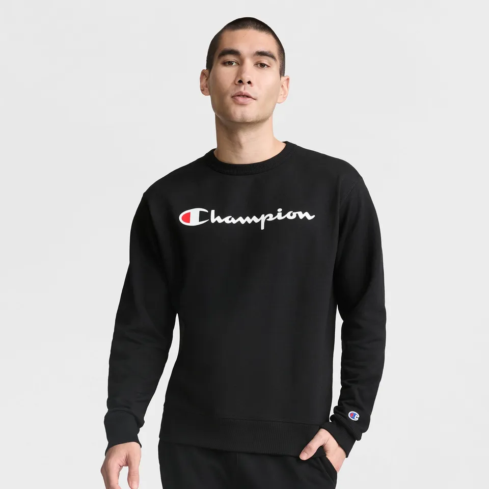Champion Powerblend Script Logo Sweat Noir coupe standard