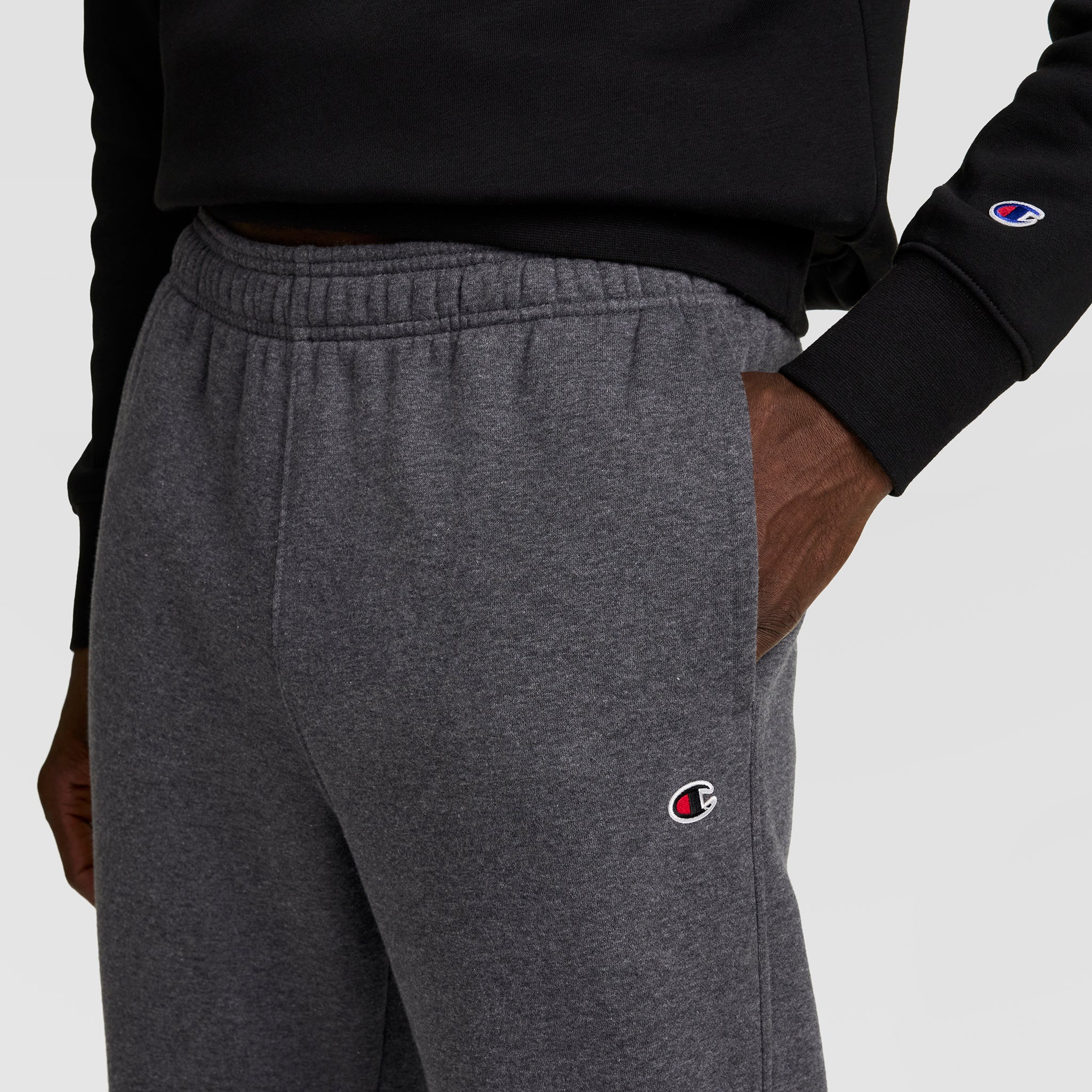 Champion Powerblend Open Hem C Logo sweatpants jogging gris molleton