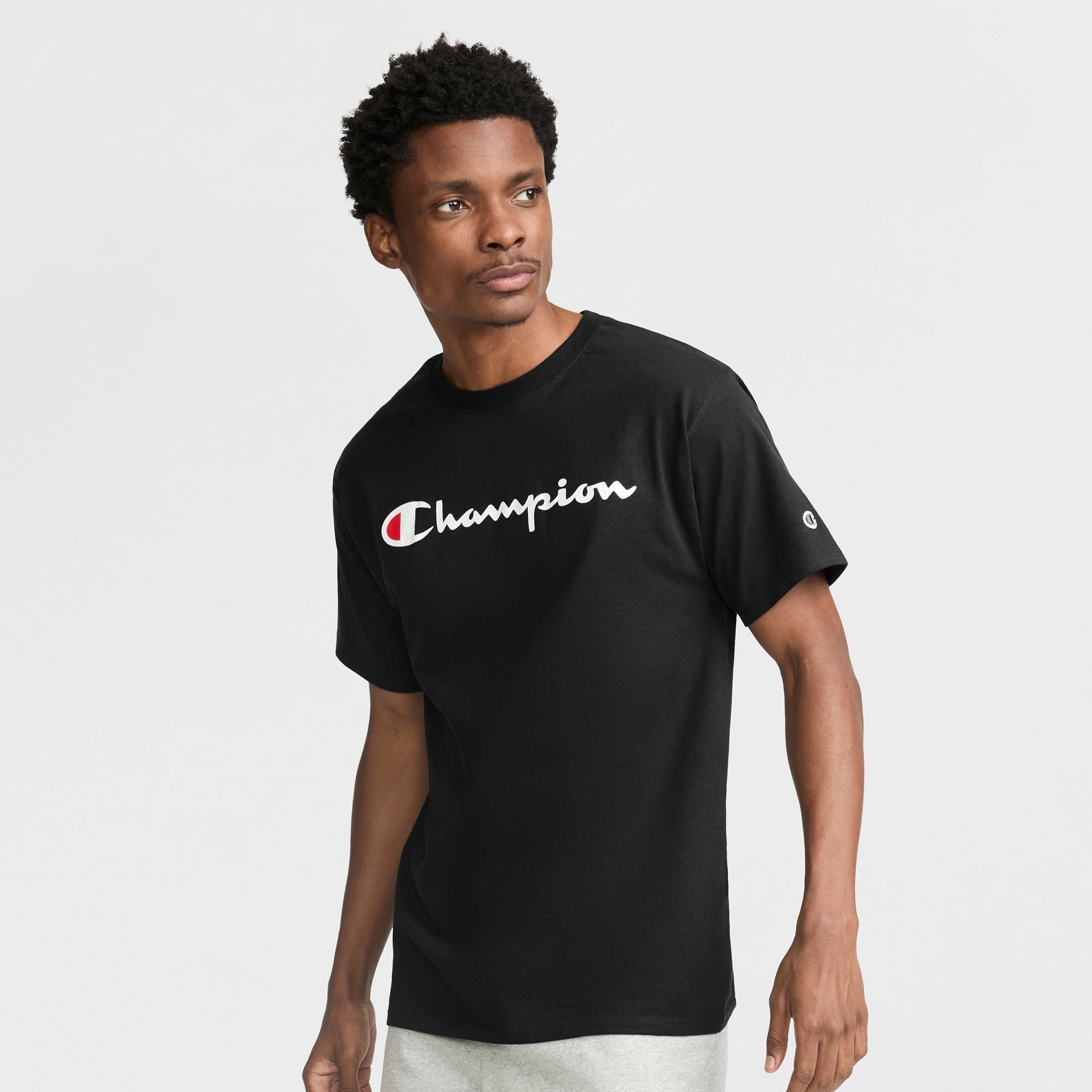 Champion Classic Script Logo t-shirt noir 100% coton homme