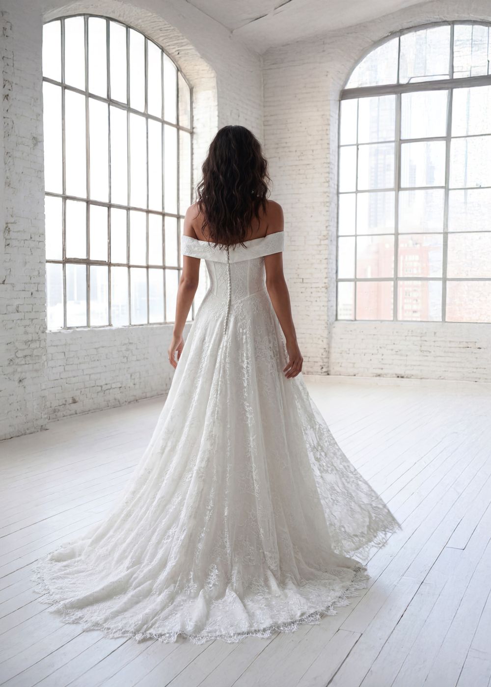 Hervé Paris Promise Pearl robe de mariée blanche longue