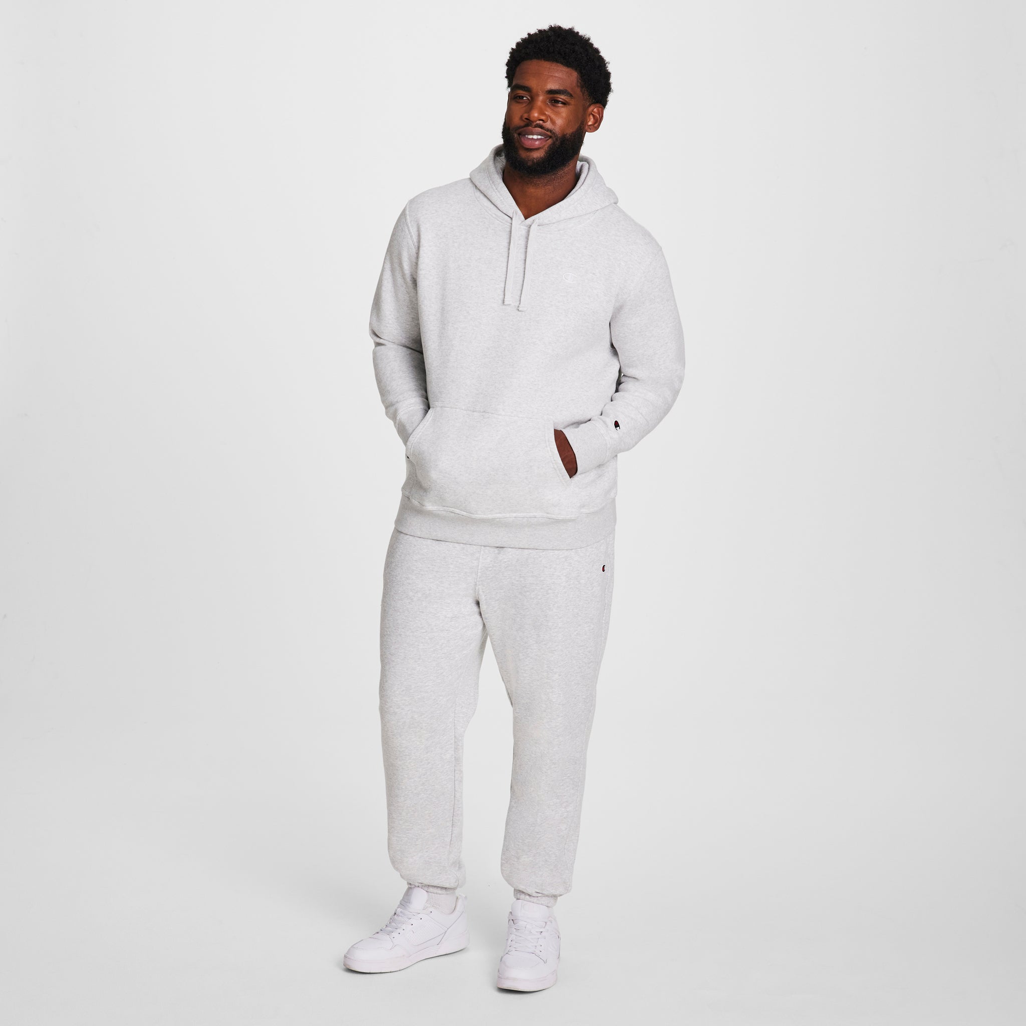 Champion Powerblend Hoodie sweat capuche homme Gris clair grande taille