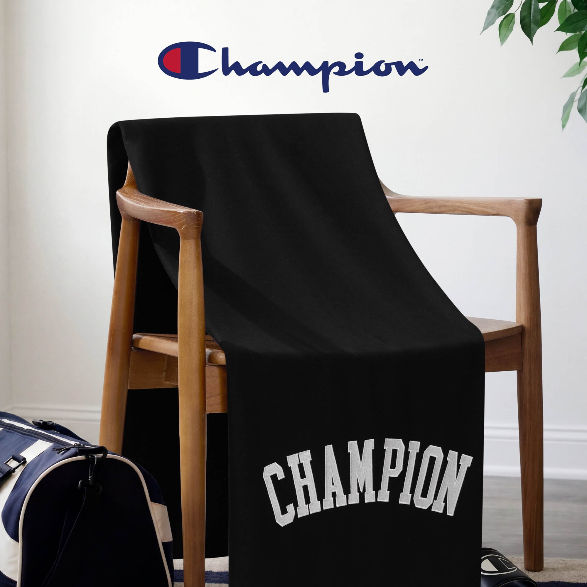 Champion Jersey Plaid noir 127x178 cm réversible