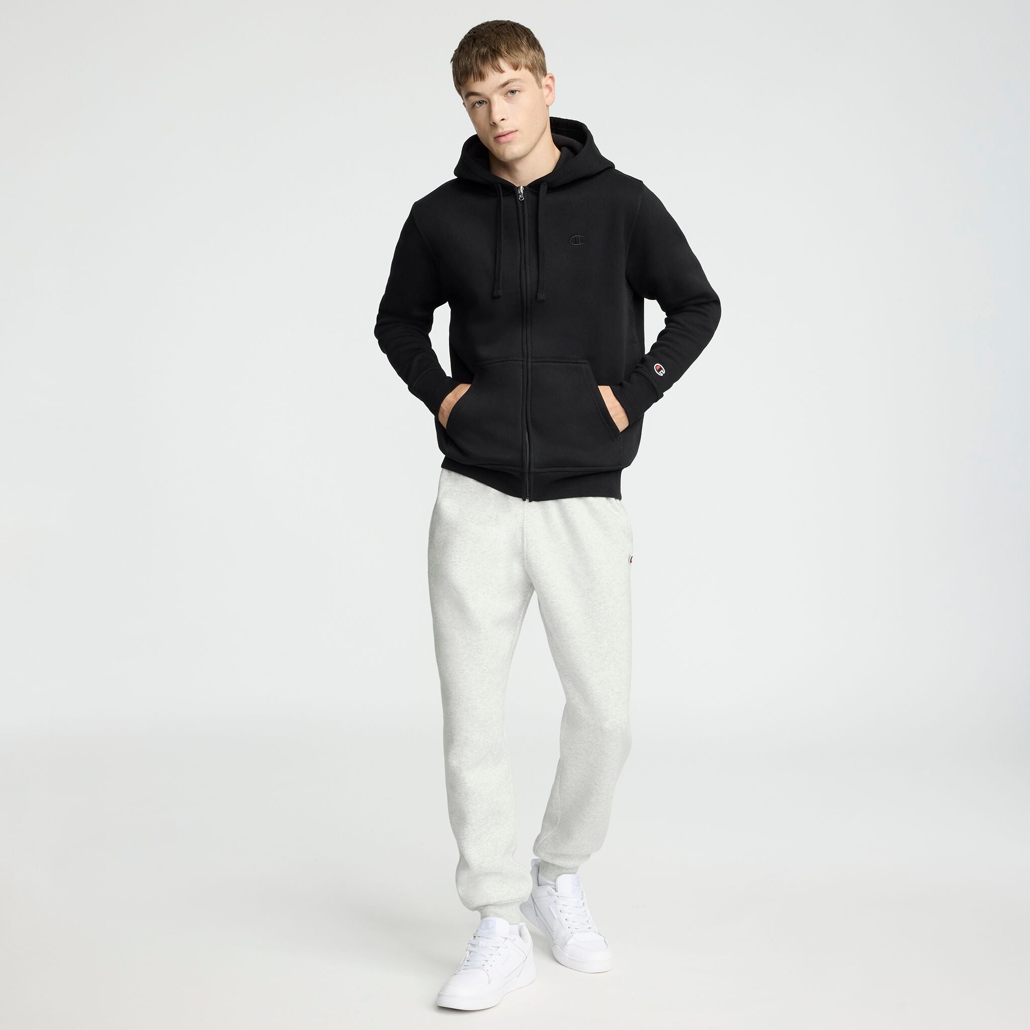 Champion Powerblend Full-Zip Hoodie sweat zippé Noir gratté