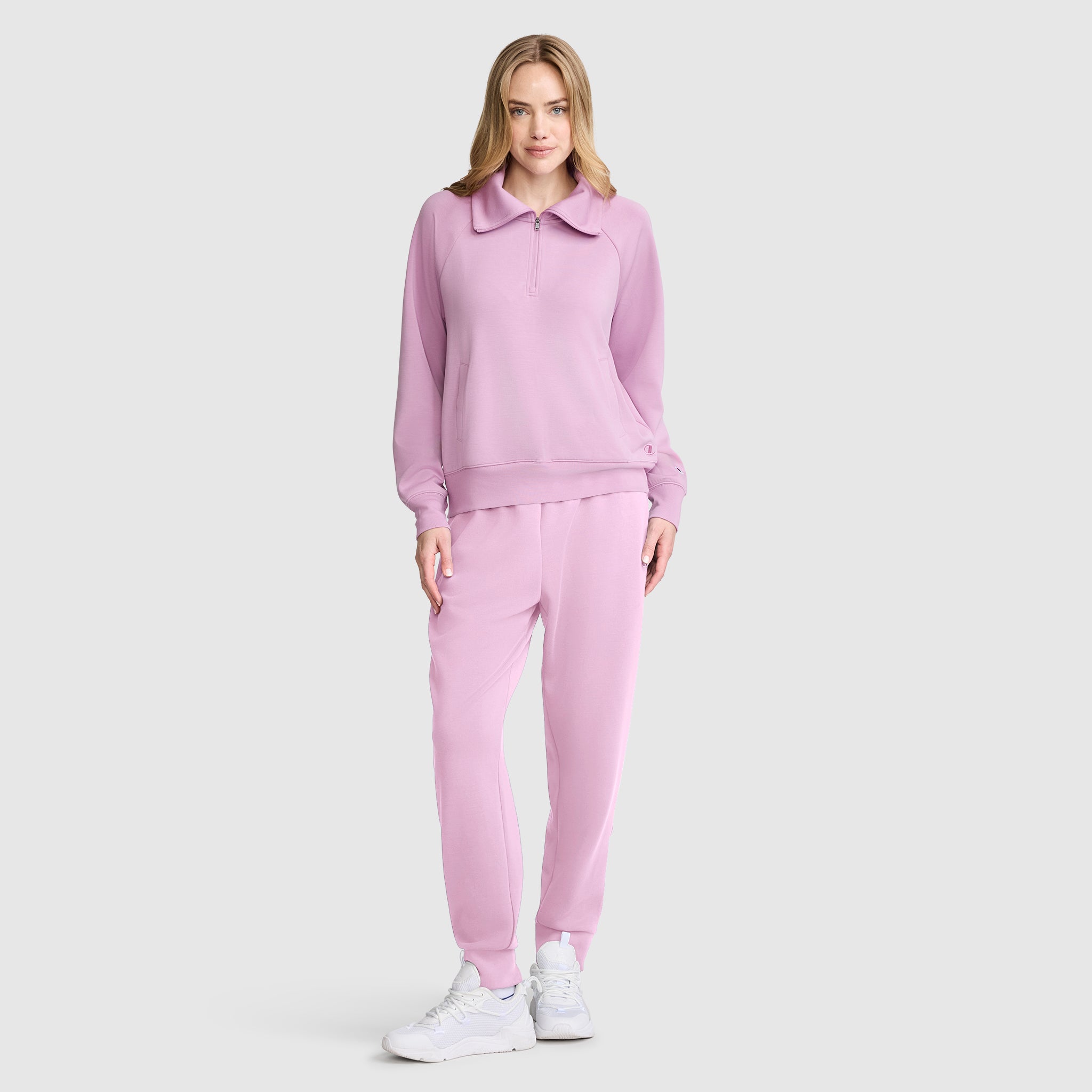 Champion Quarter-Zip Pull Femme Violet Stretch Poches