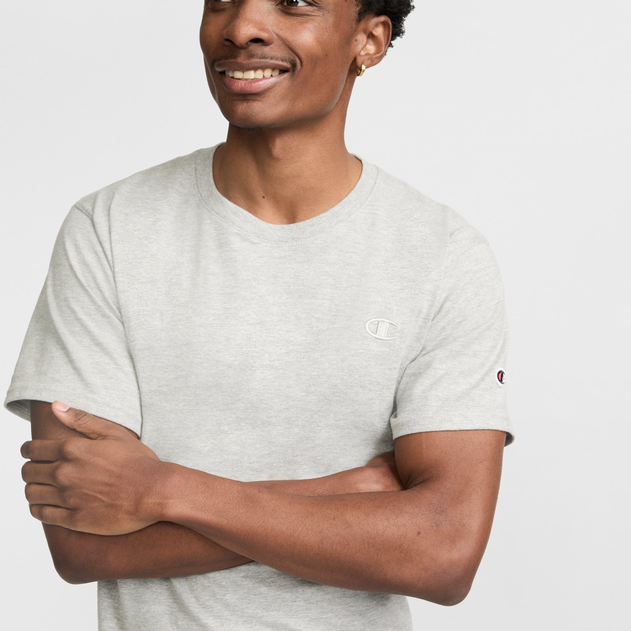 Champion Classic T-Shirt C Logo t-shirt homme gris chiné coton
