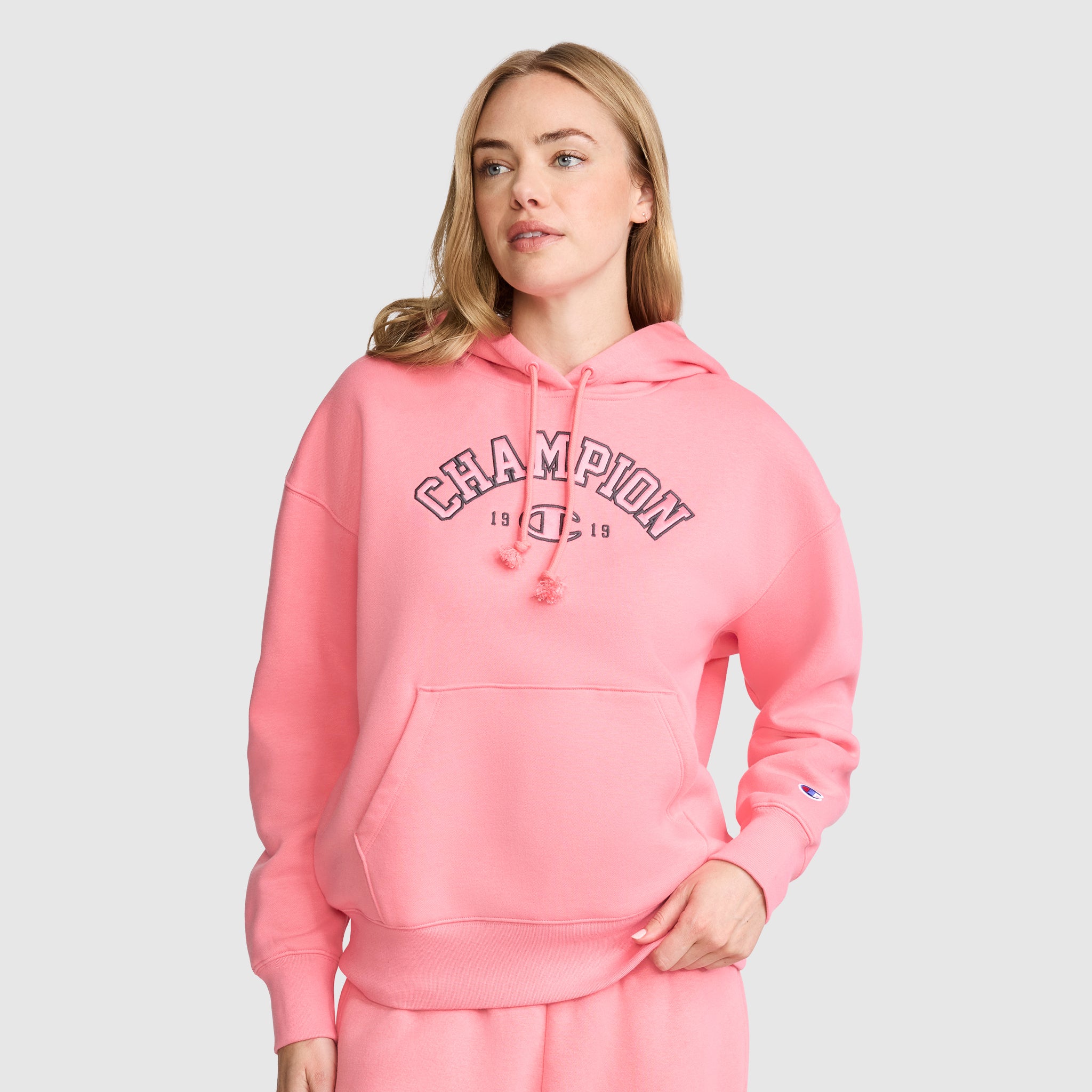 Champion Fleece sweat à capuche rose Strawberry Pink satin