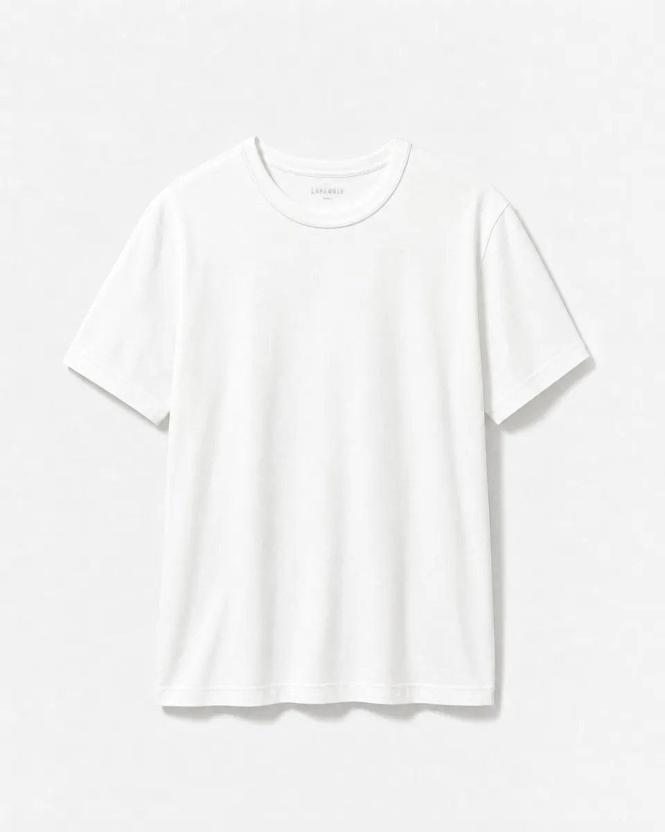 Lafaurie Darcy T-shirt Blanc Coton 210g Coupe Droite