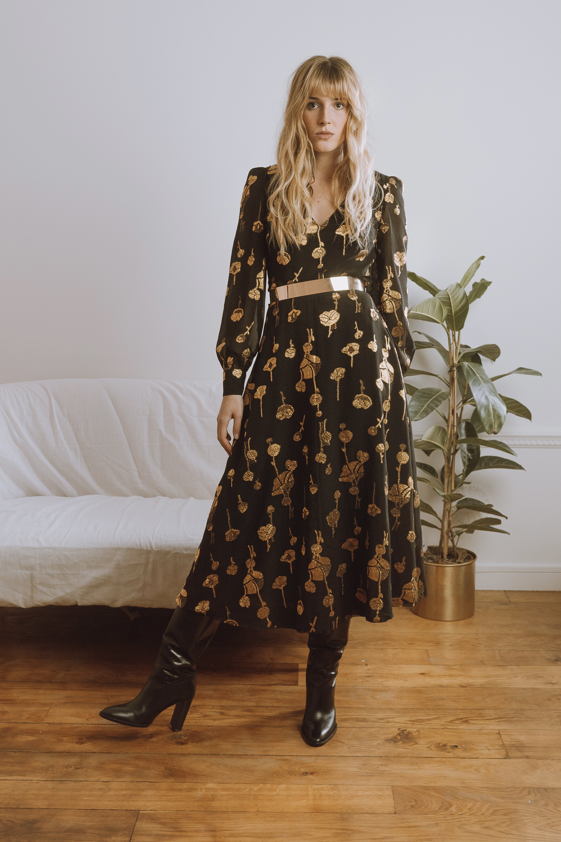 Maison Floret Accessoires Andy robe midi soie lurex