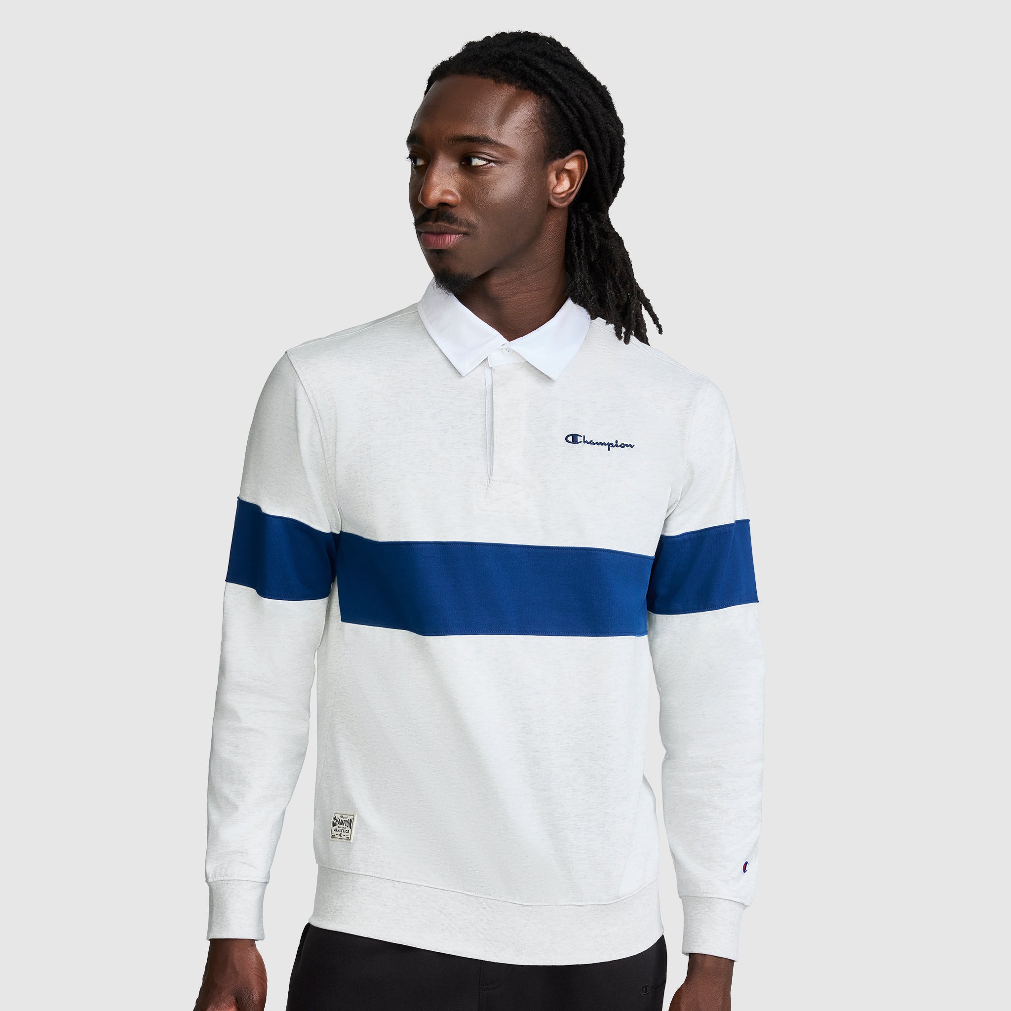 Champion Rugby Shirt coton rayé Gris Silver