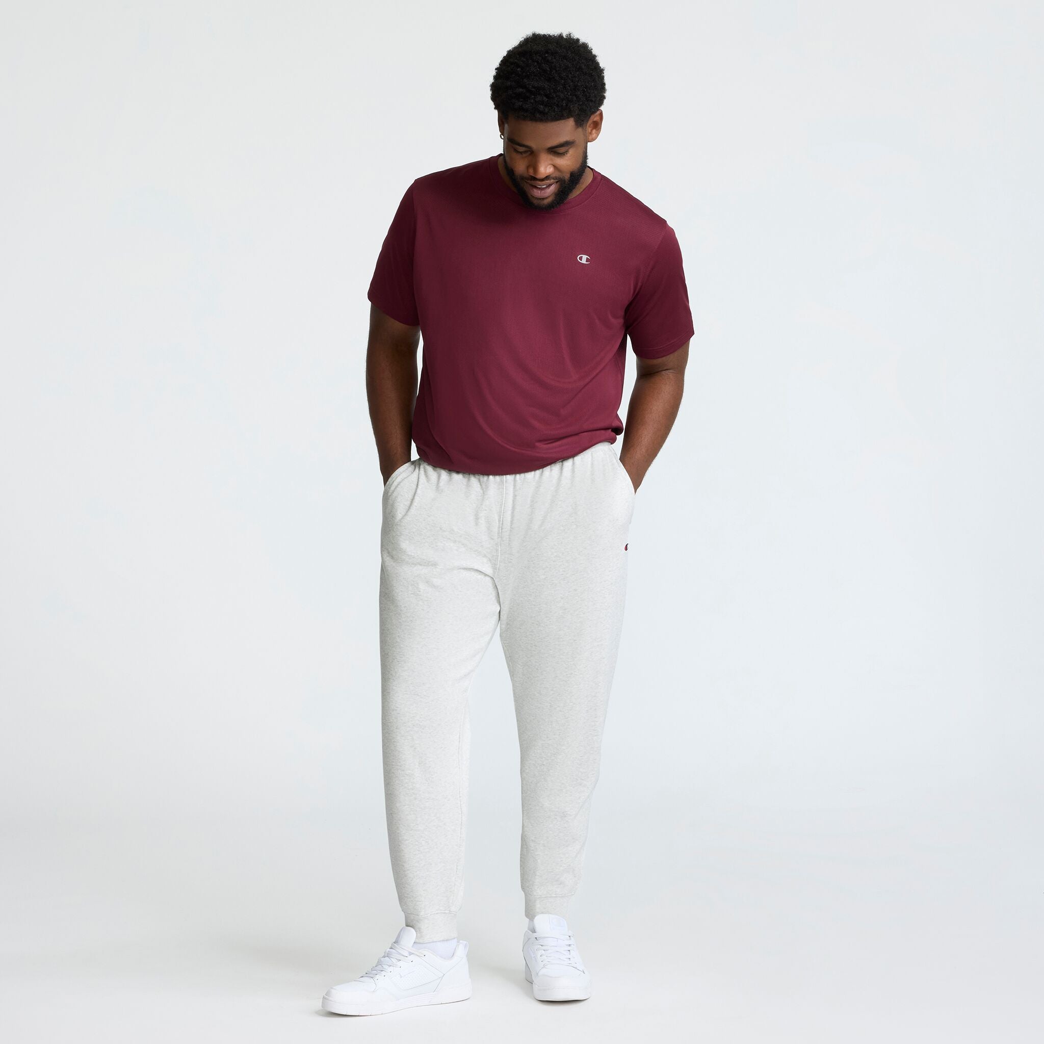 Champion Powerblend Jogger C Logo homme gris clair grande taille