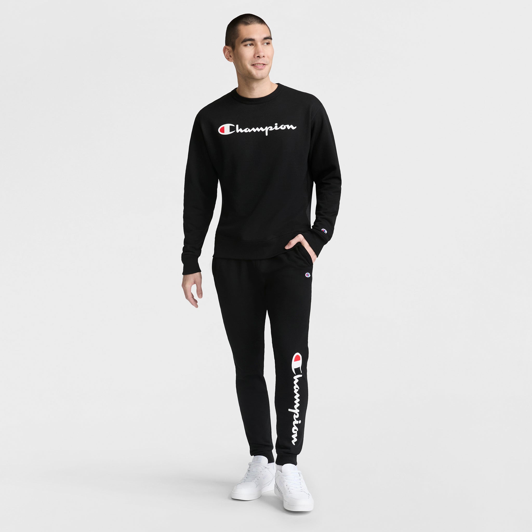 Champion Powerblend Script Logo jogging homme noir coton
