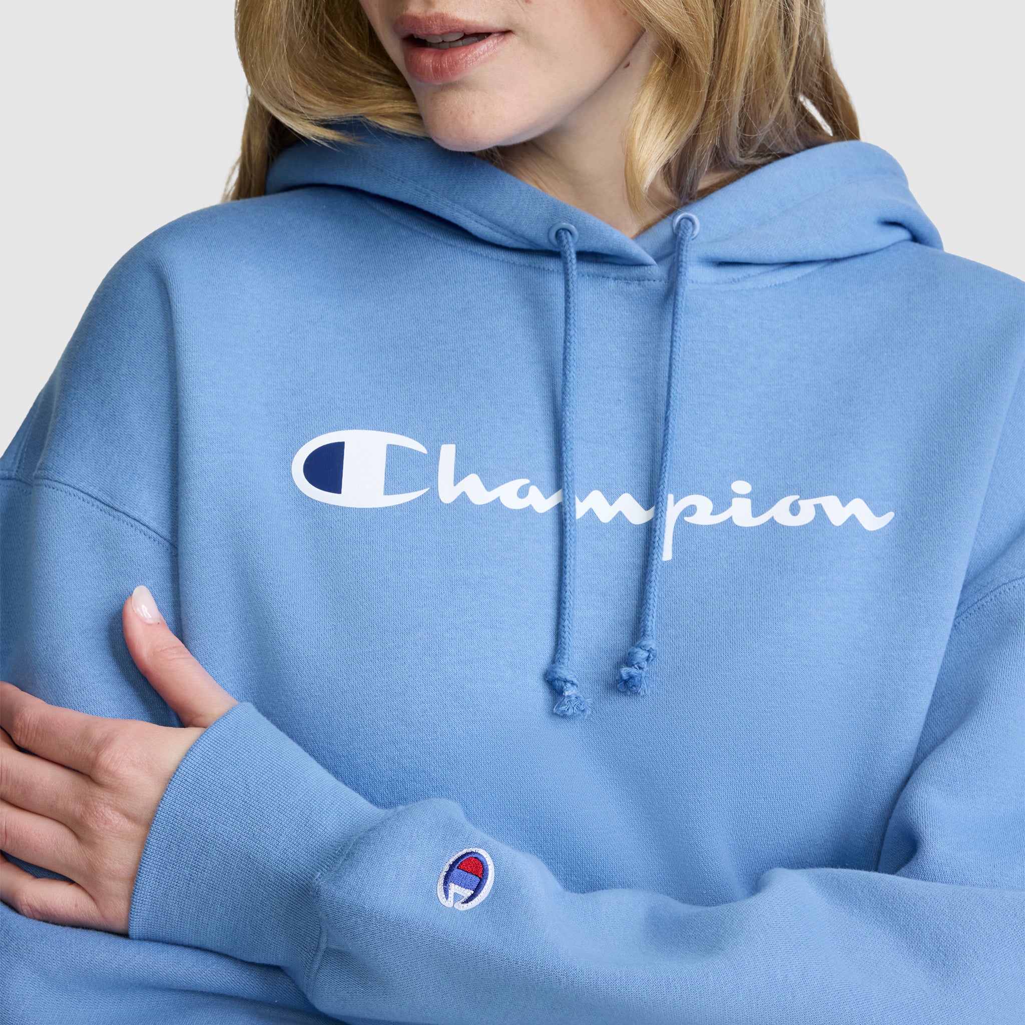 Champion Powerblend Relaxed Hoodie sweat bleu Riviera