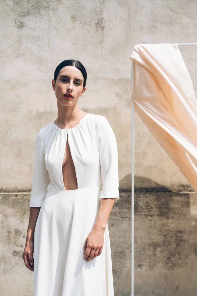 Maison Floret Sur-mesure Jacob robe de mariée col inversé