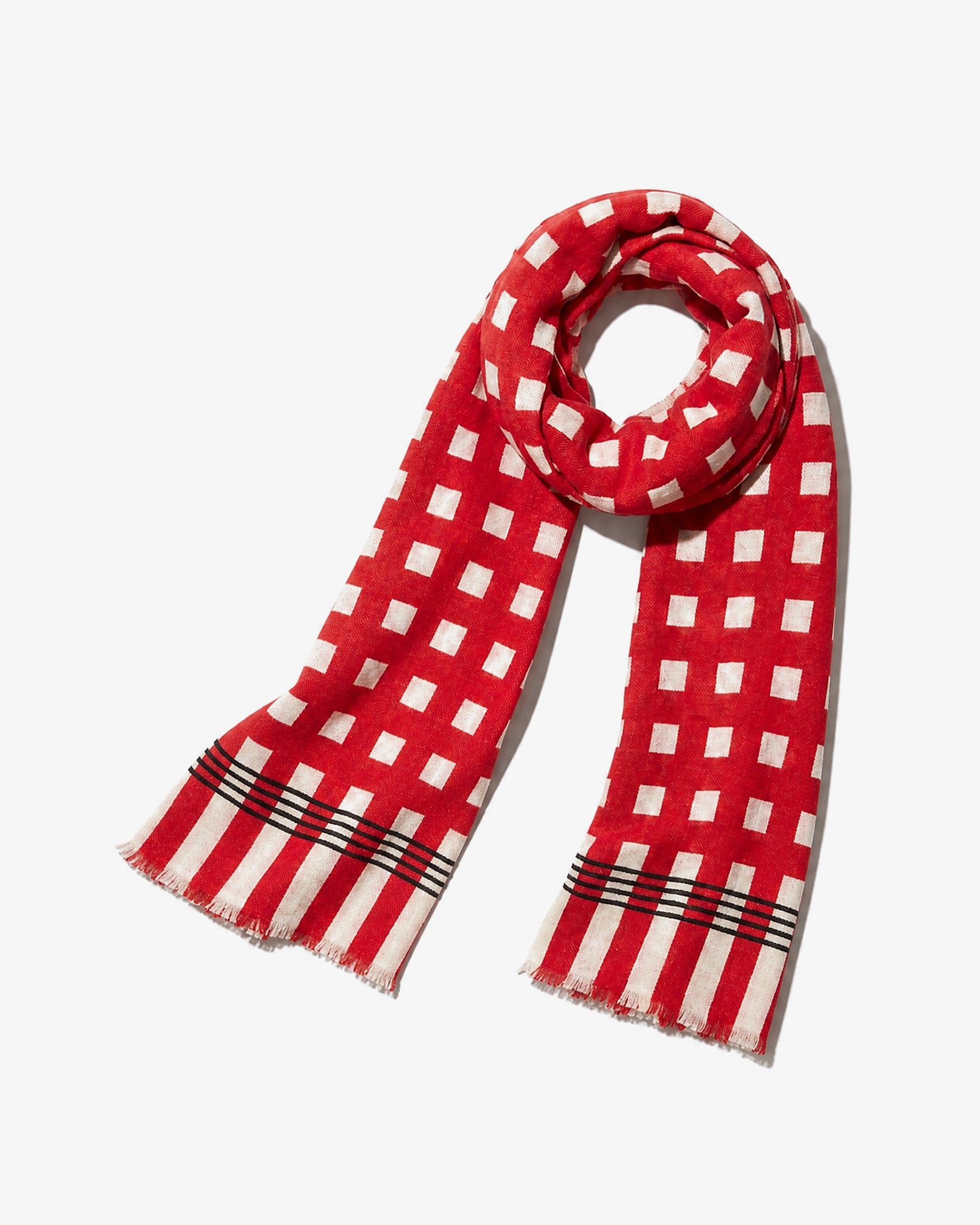 LAFAURIE CARMEN écharpe coquelicot écru 100% laine TU