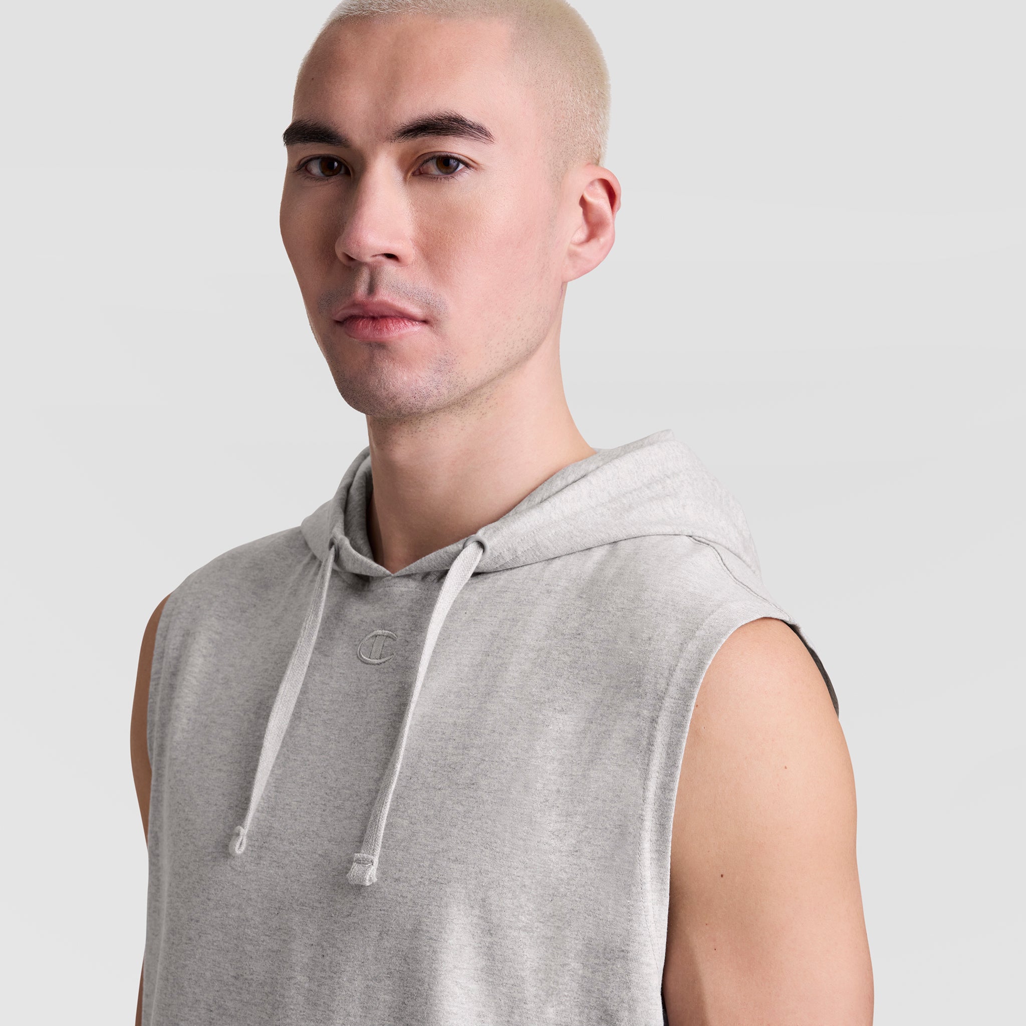 Champion Sleeveless Hoodie sweat gris sans manches coton S-2XL