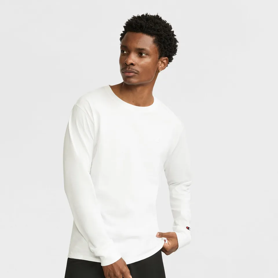 Champion Classic C Logo t-shirt manches longues blanc coton homme