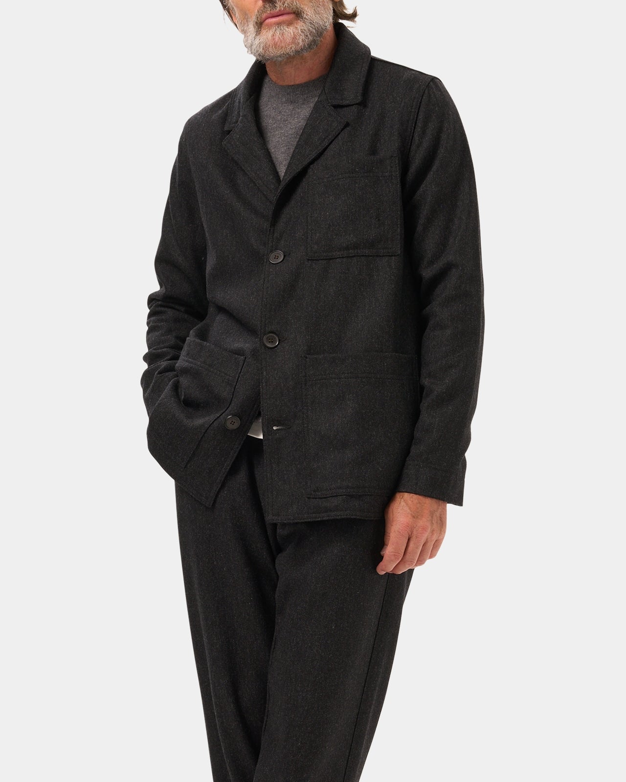 LAFAURIE ANDREU Flanelle veste gris anthracite laine