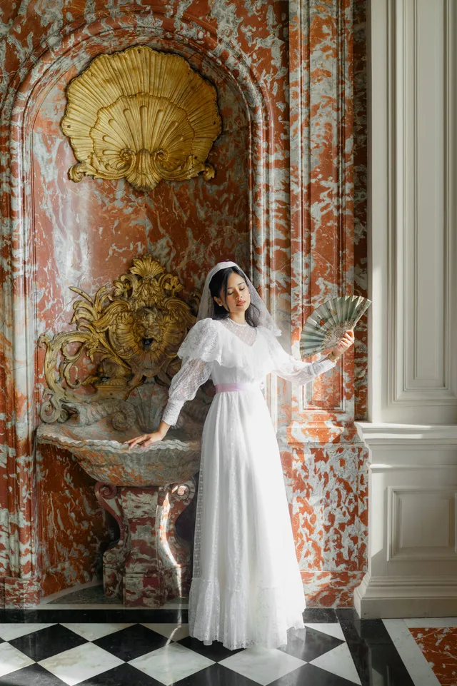 Solène Gisèle La mariée Haydée robe de mariée blanc ruban rose