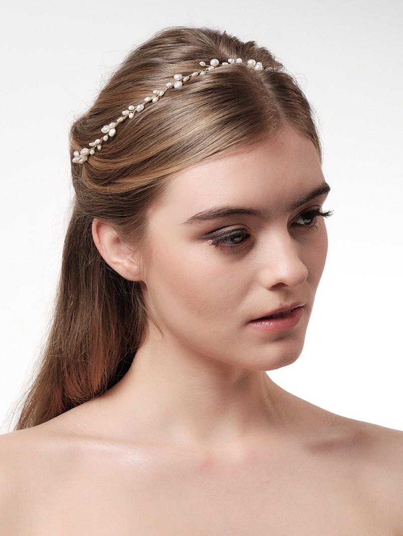 Le Jour de Notre Oui Bandeau Fleurs Perles accessoire mariée