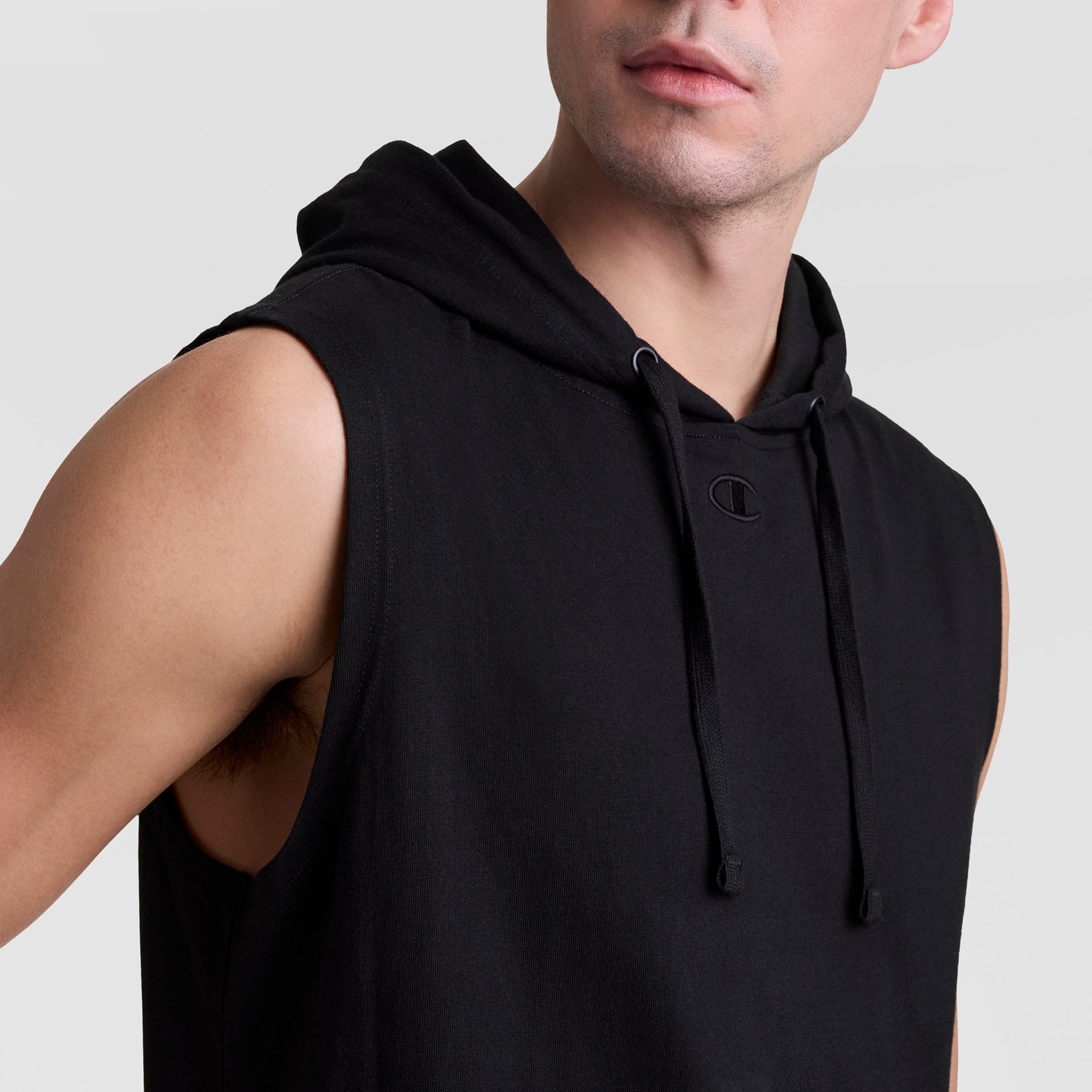 Champion hoodie sans manches homme noir coton logo C