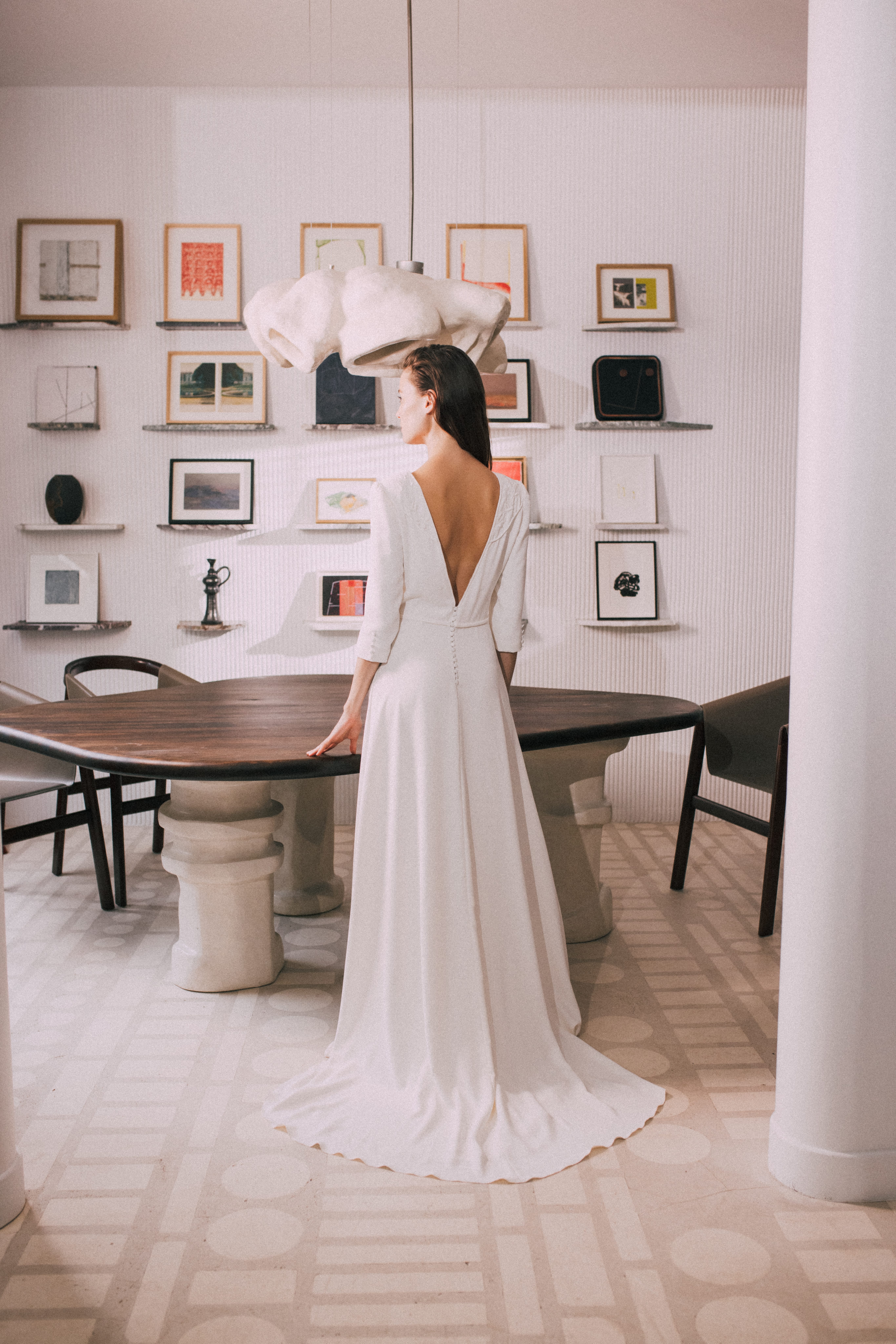 Maison Floret Sur-mesure Wayne robe crêpe dentelle main