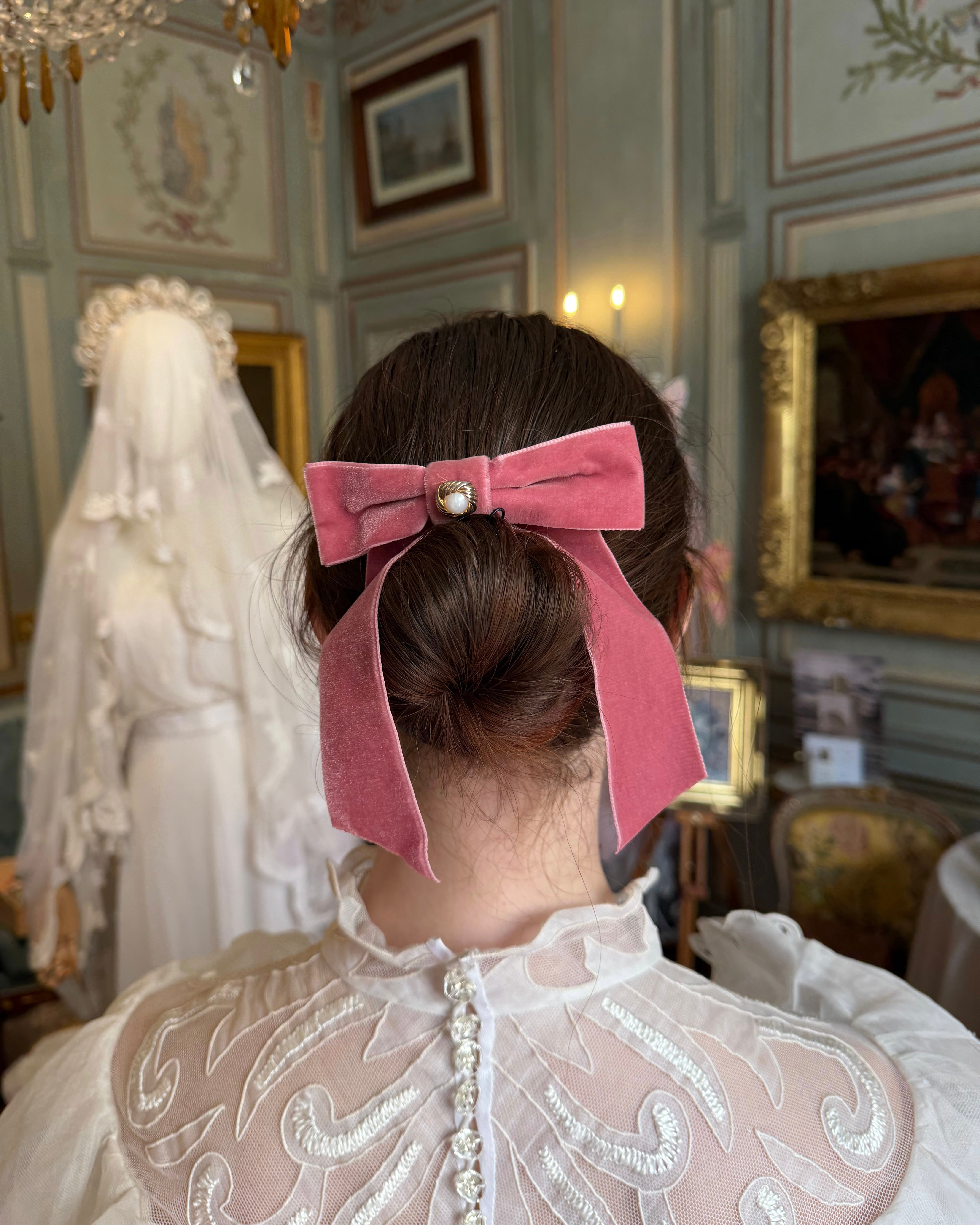 Solène Gisèle Le Noeud En Velours Rose nœud rose 10 cm
