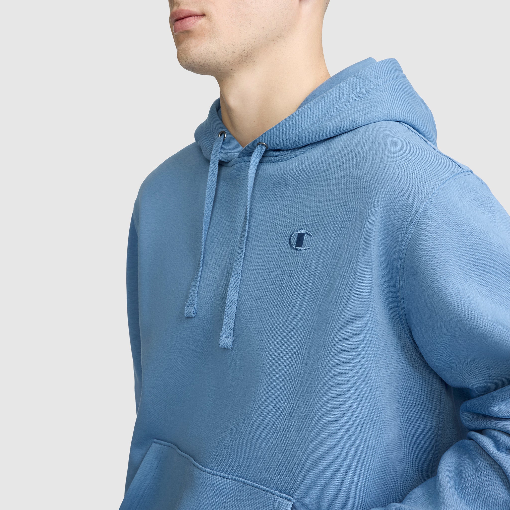 Champion Powerblend Hoodie C Logo sweat à capuche bleu riviera