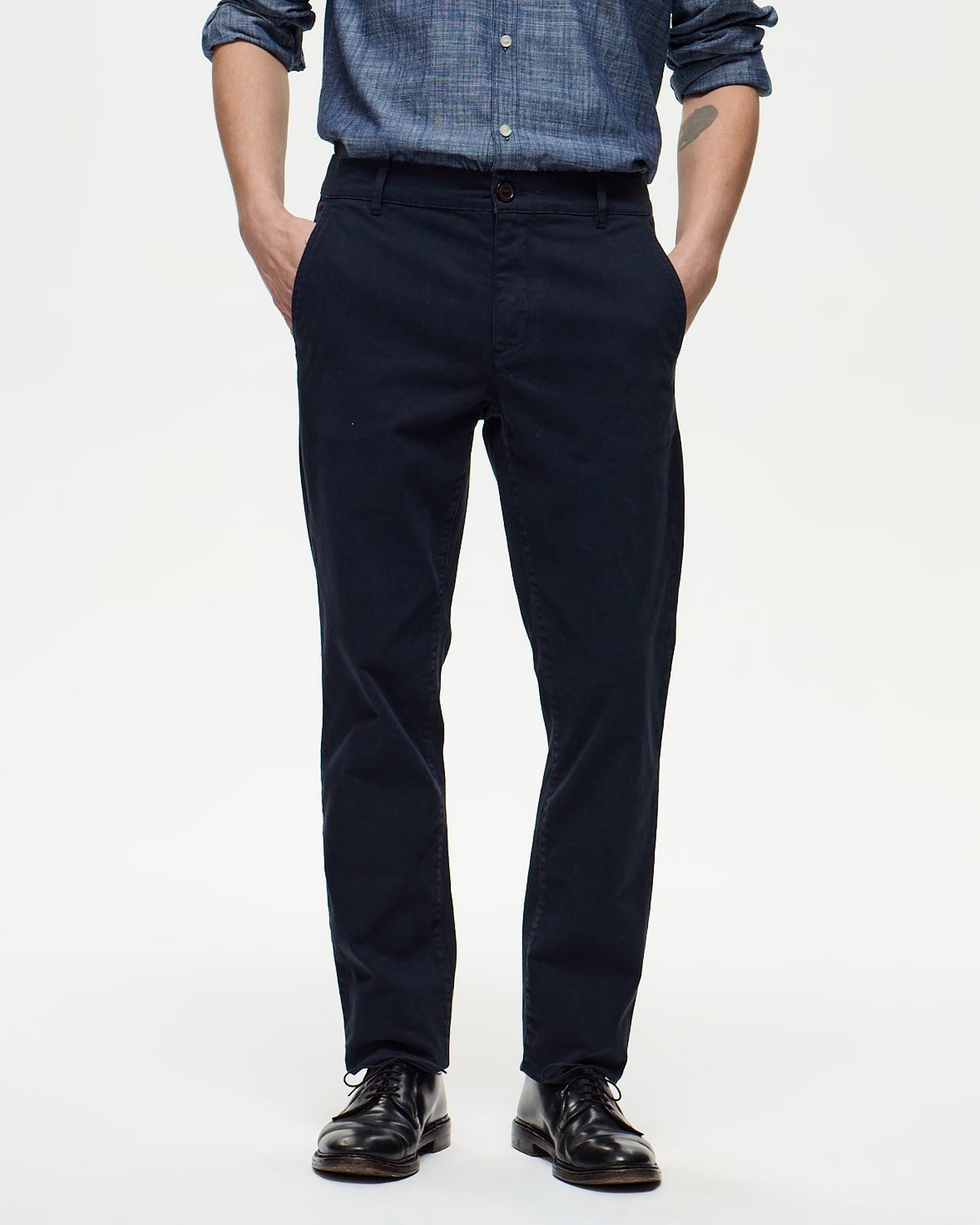 Lafaurie Albert Pantalon Chino Navy Twill Coton Ajusté
