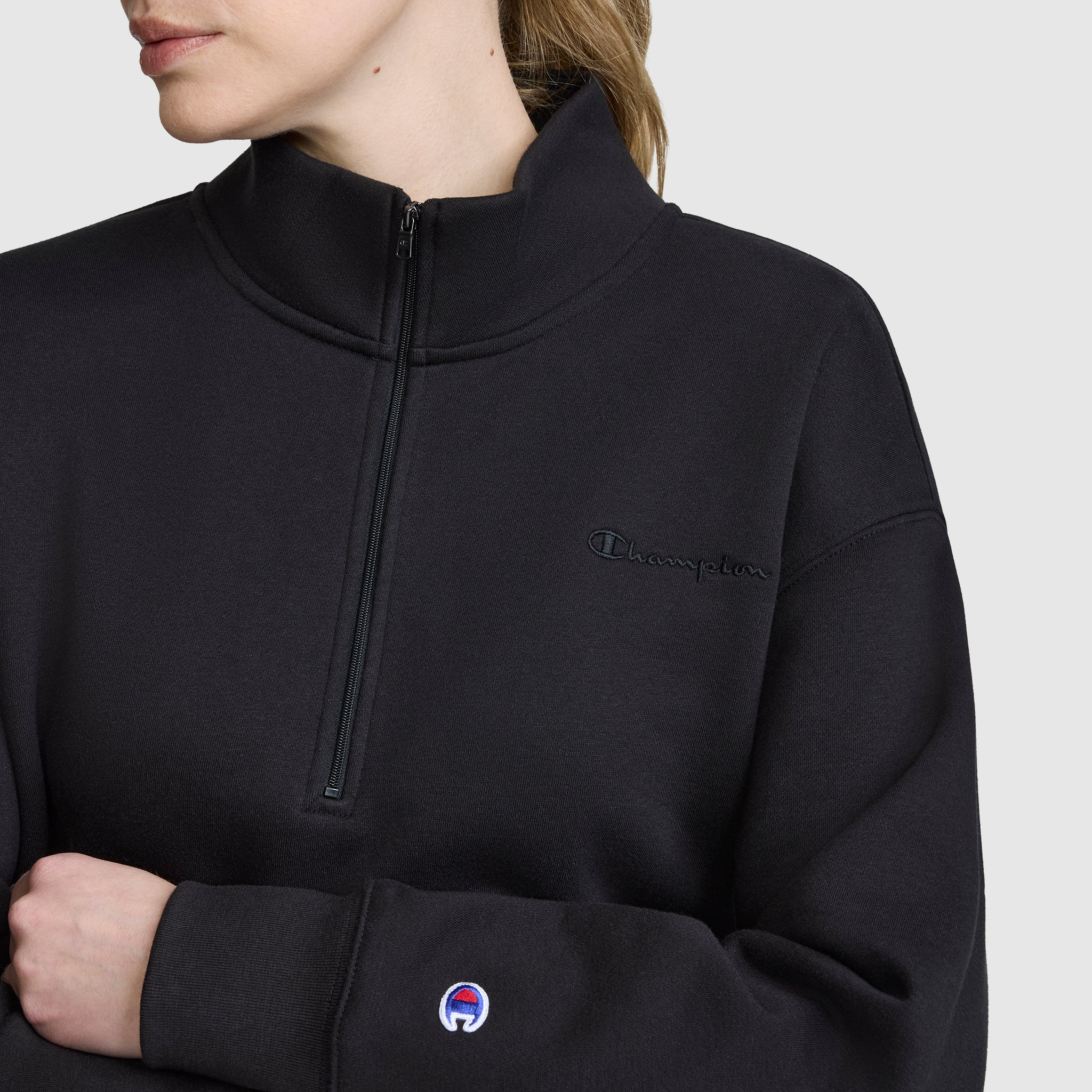 Champion Fleece Mockneck Quarter-Zip sweat Noir