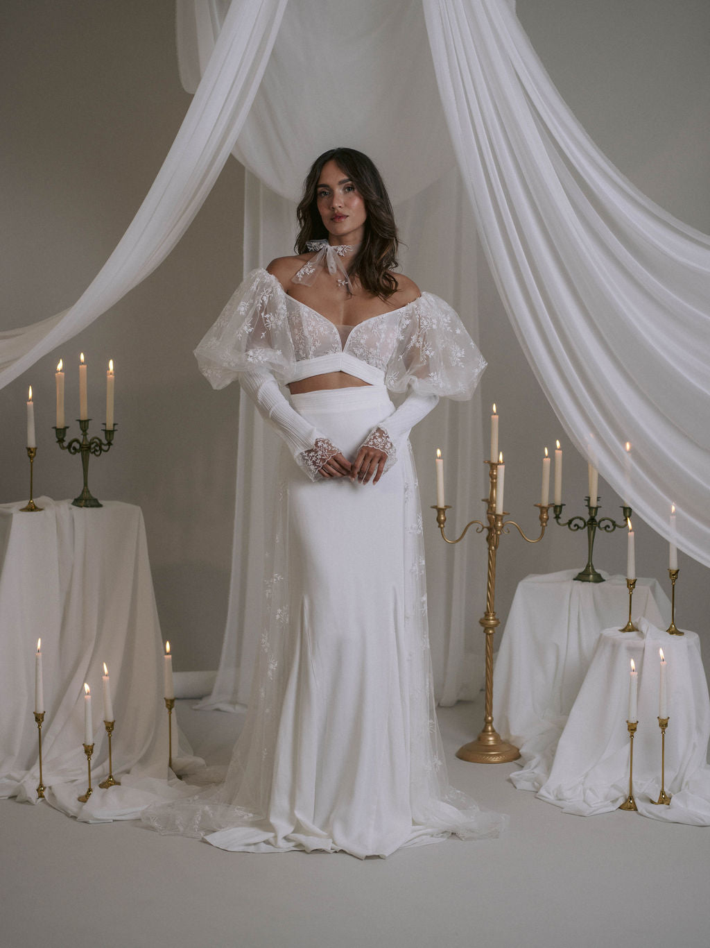 Rime Arodaky Bridal Cherry Lips ensemble top jupe brodé