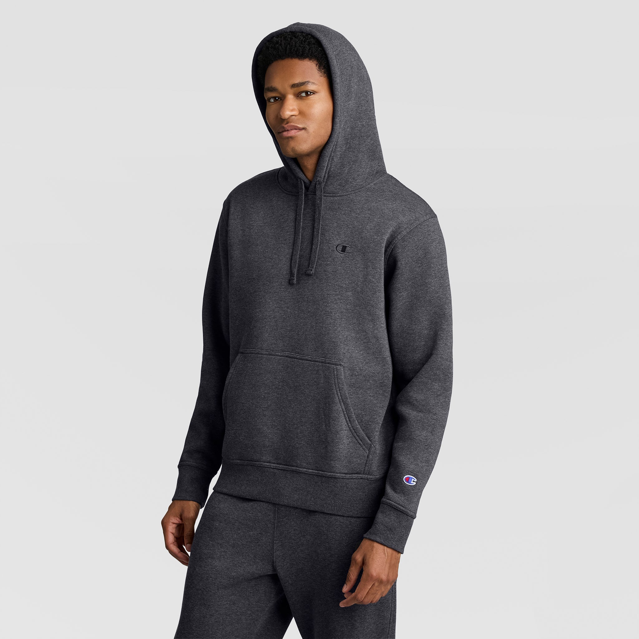 Champion Powerblend C Logo sweat à capuche gris coupe classique