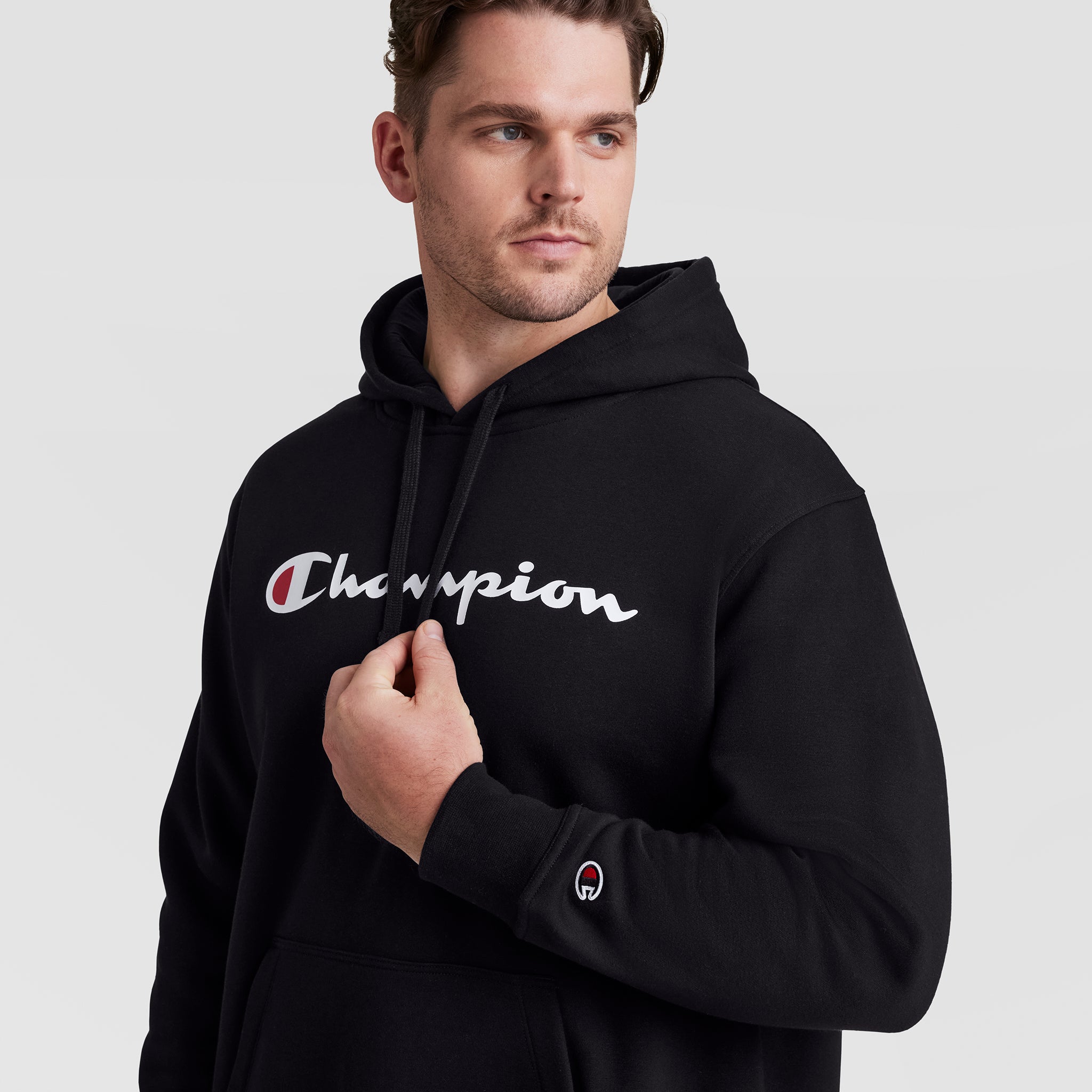 Champion Powerblend hoodie sweat à capuche noir grande taille logo