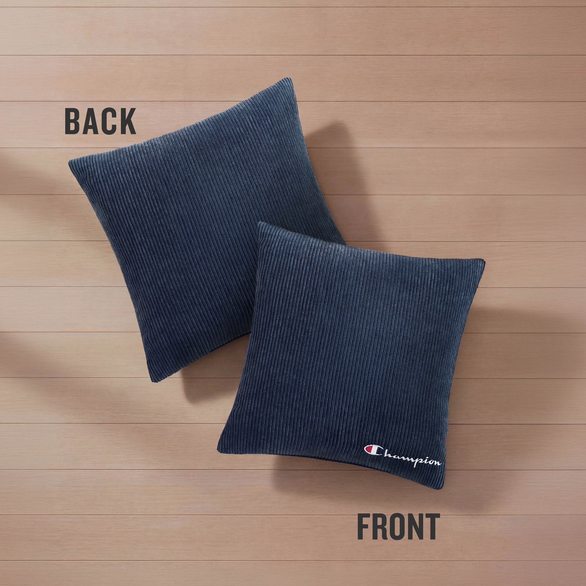Champion Logo Coussin Carré 45x45 Navy Bleu polyester