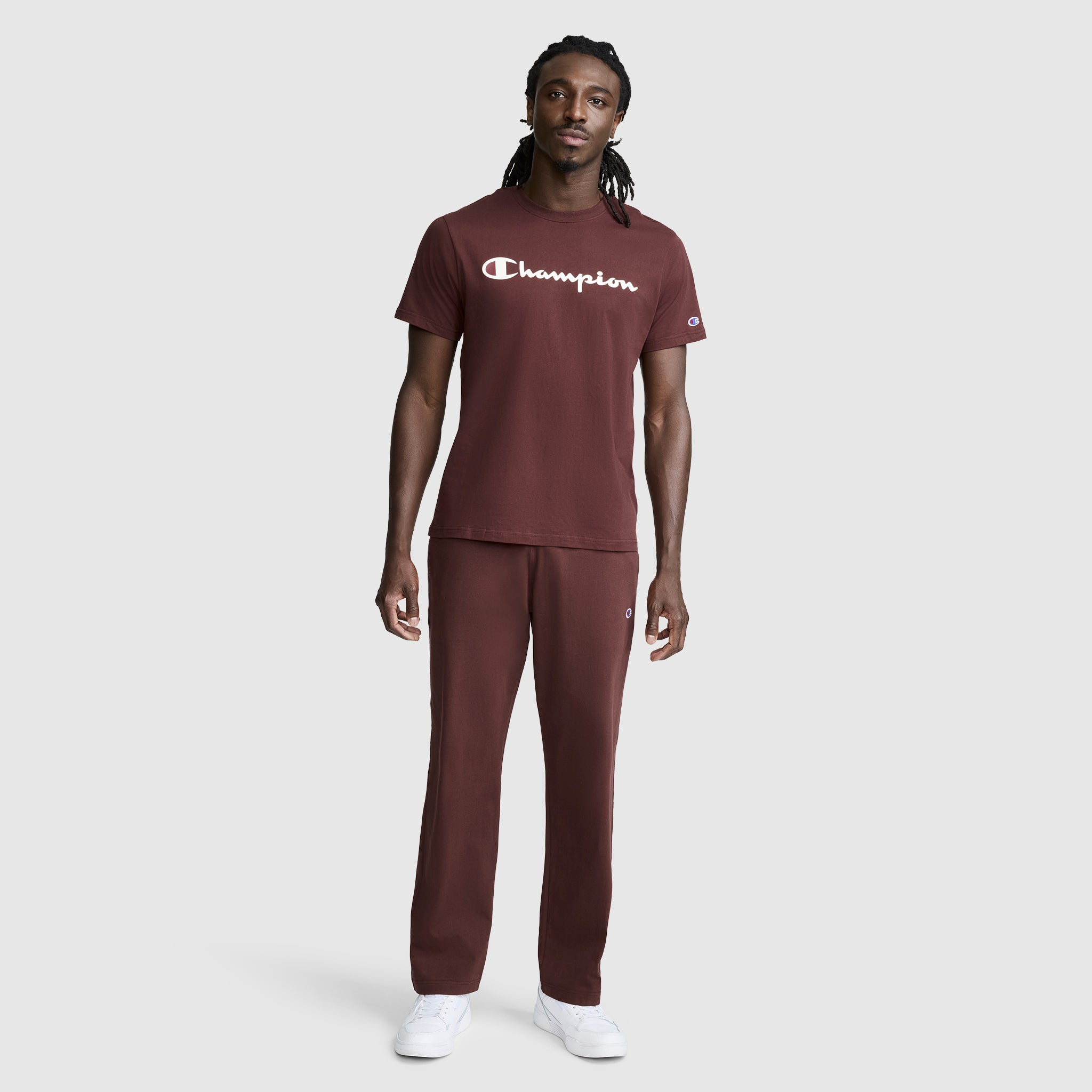 Champion Classic Script Logo t-shirt chocolat 100% coton homme