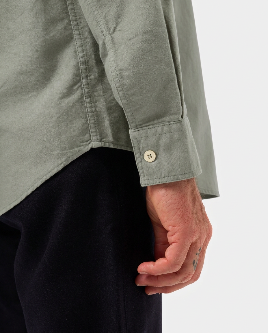 LAFAURIE HUGUES chemise droite vert sauge oxford coton