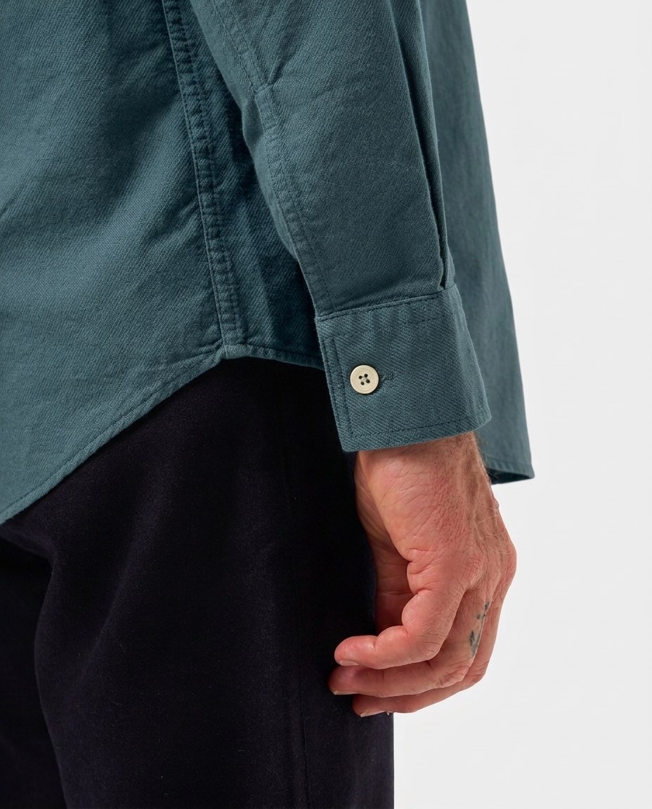 LAFAURIE HUGUES Bleu Canard chemise oxford coton droite