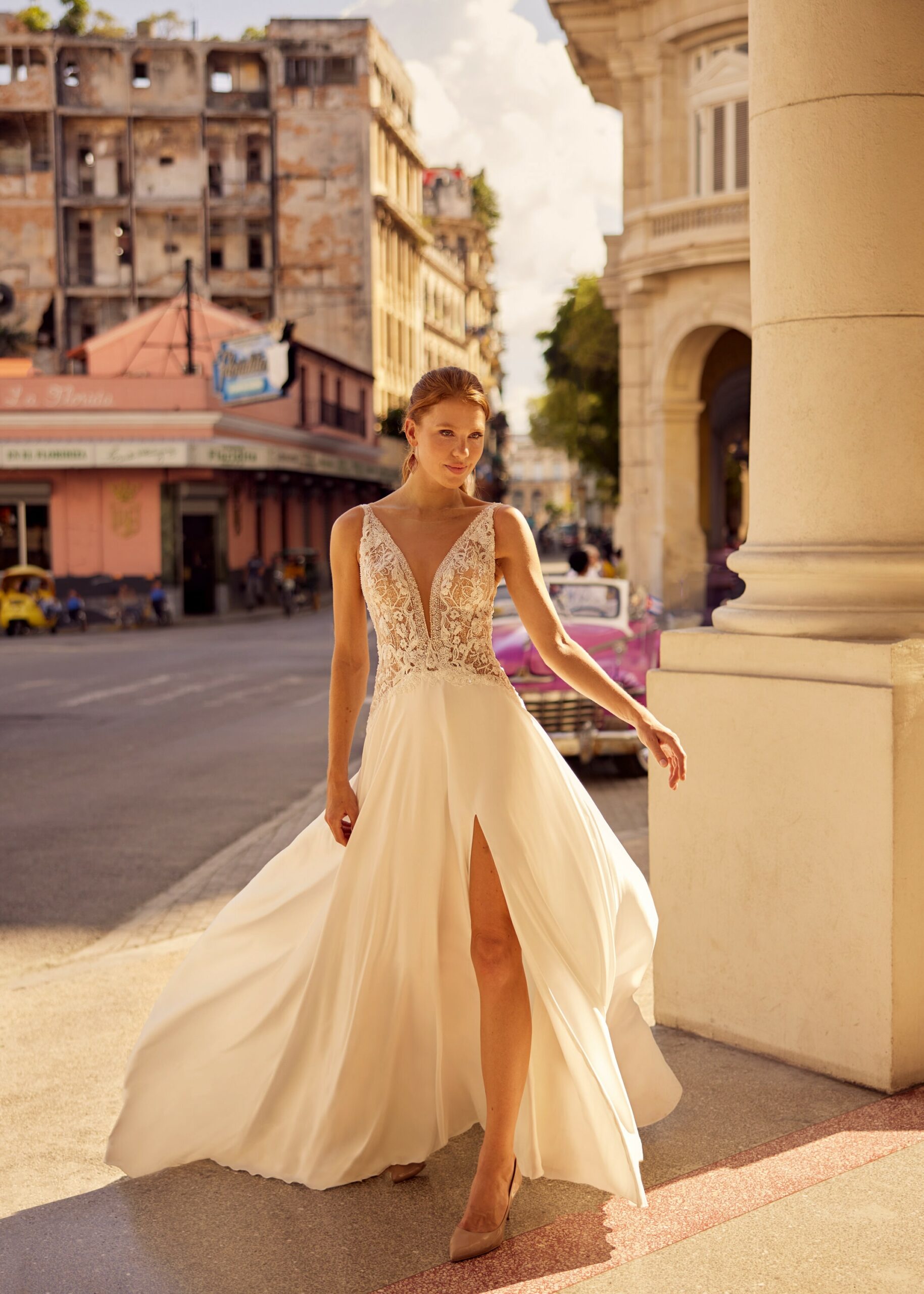 Hervé Paris Libre Collection Lyle robe de mariée satin fluide