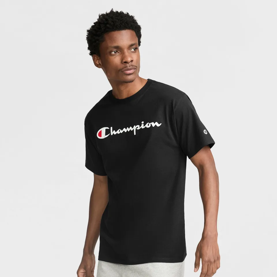 Champion Classic Script Logo t-shirt noir 100% coton homme